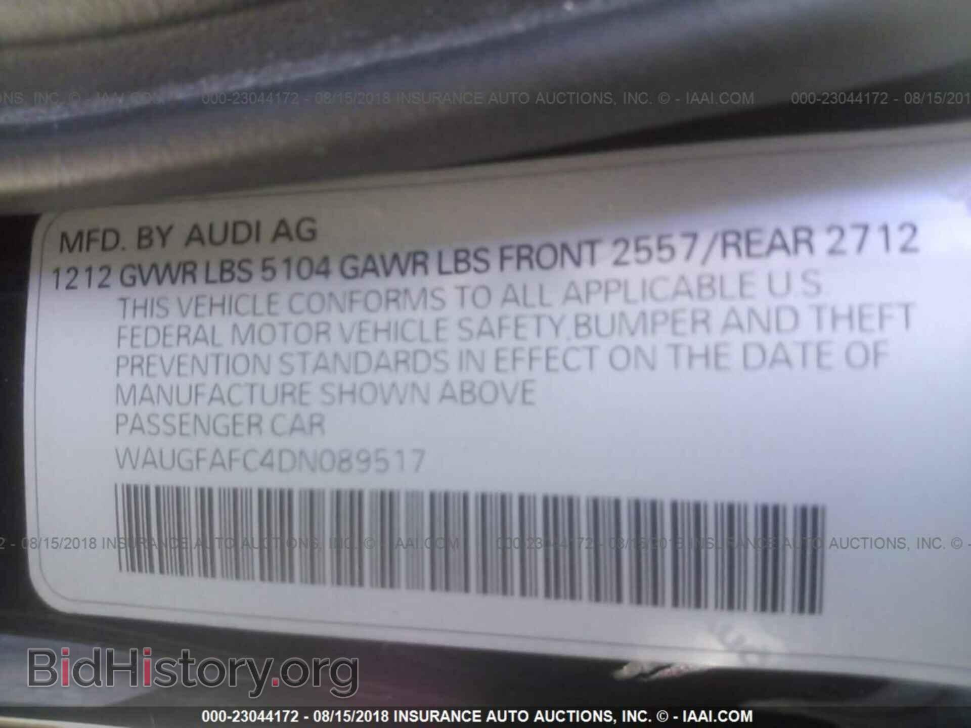 2013 Audi A6 - VIN: WAUGFAFC4DN089517 - Фото 9
