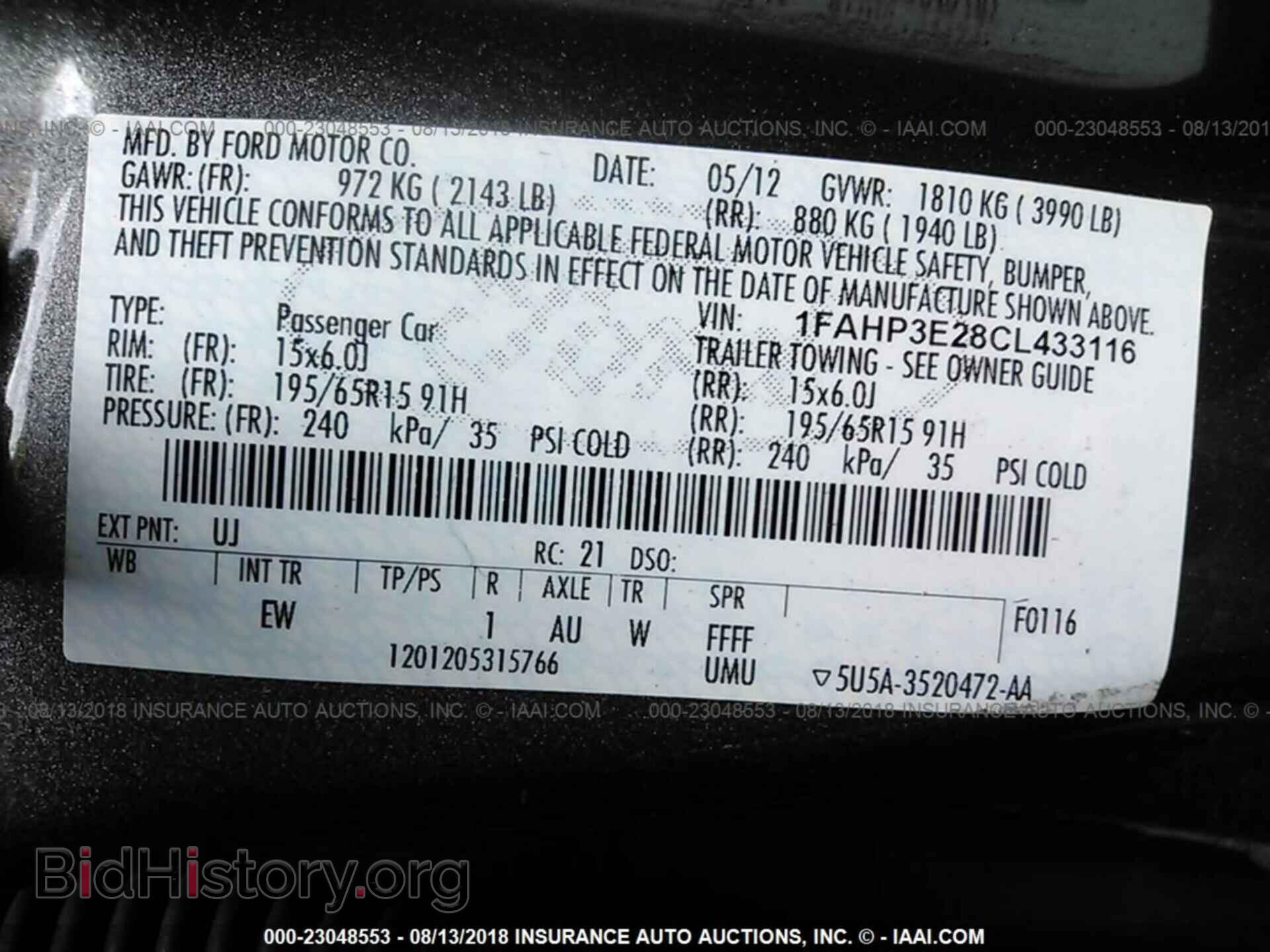 2012 FORD FOCUS - VIN: 1FAHP3E28CL433116 - Фото 9