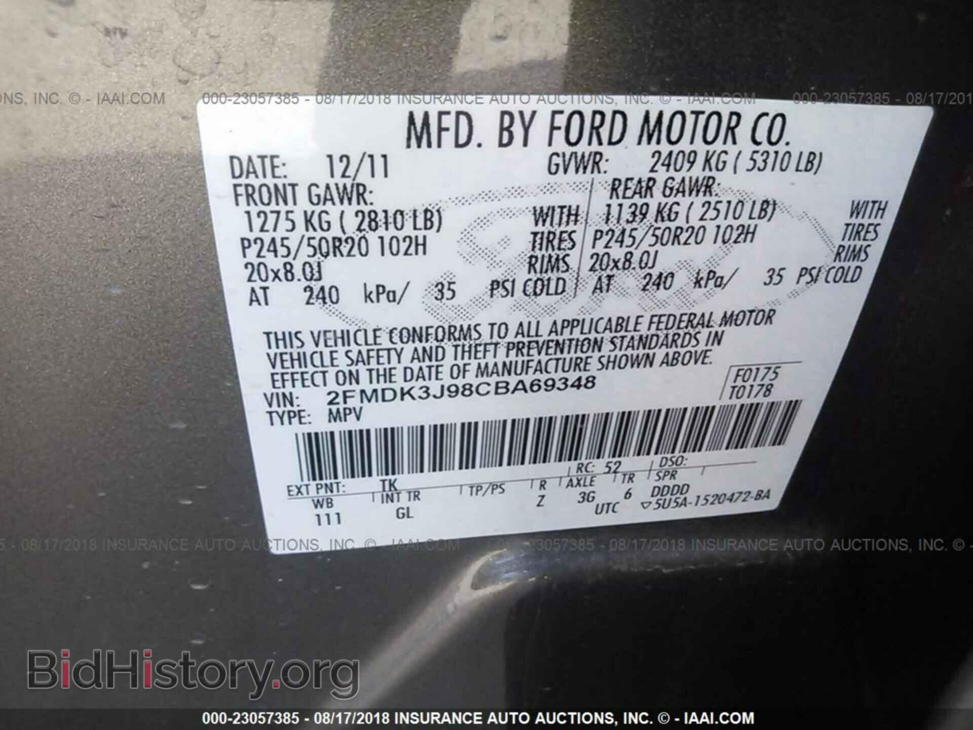 2012 Ford Edge - VIN: 2FMDK3J98CBA69348 - Фото 9