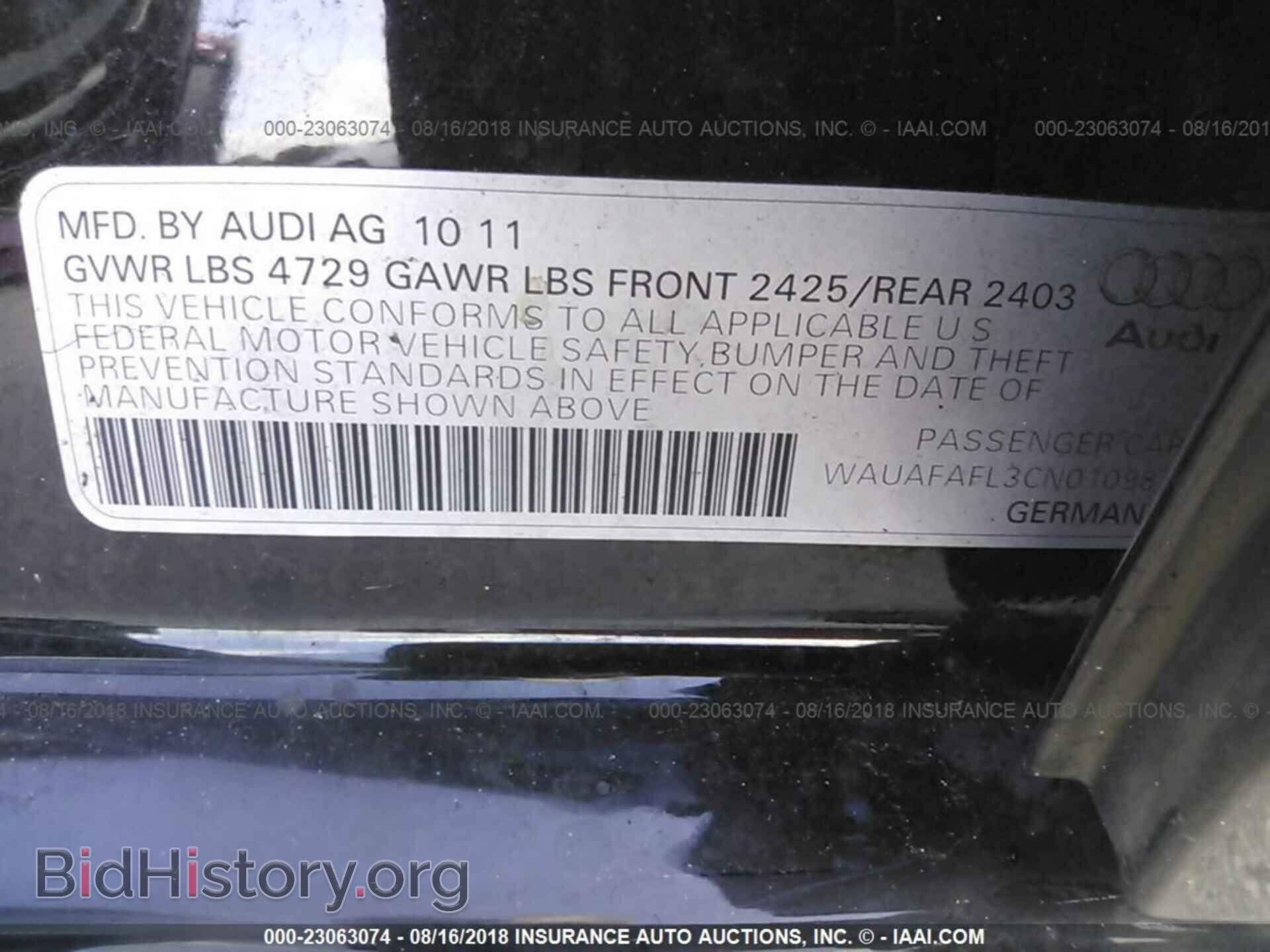2012 AUDI A4 - VIN: WAUAFAFL3CN010987 - Фото 9