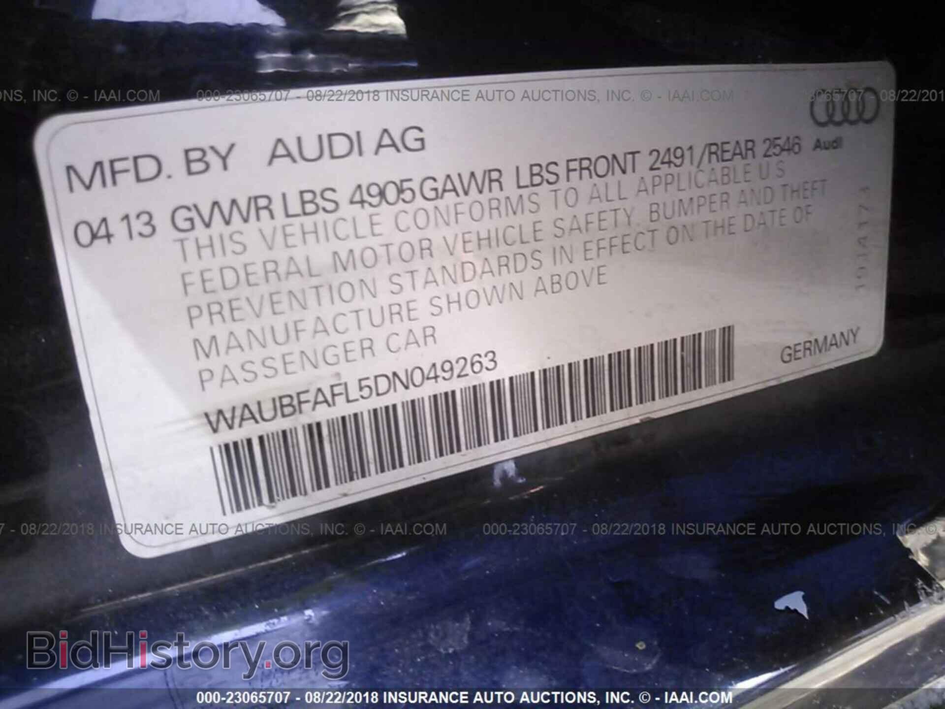 2013 Audi A4 - VIN: WAUBFAFL5DN049263 - Фото 9