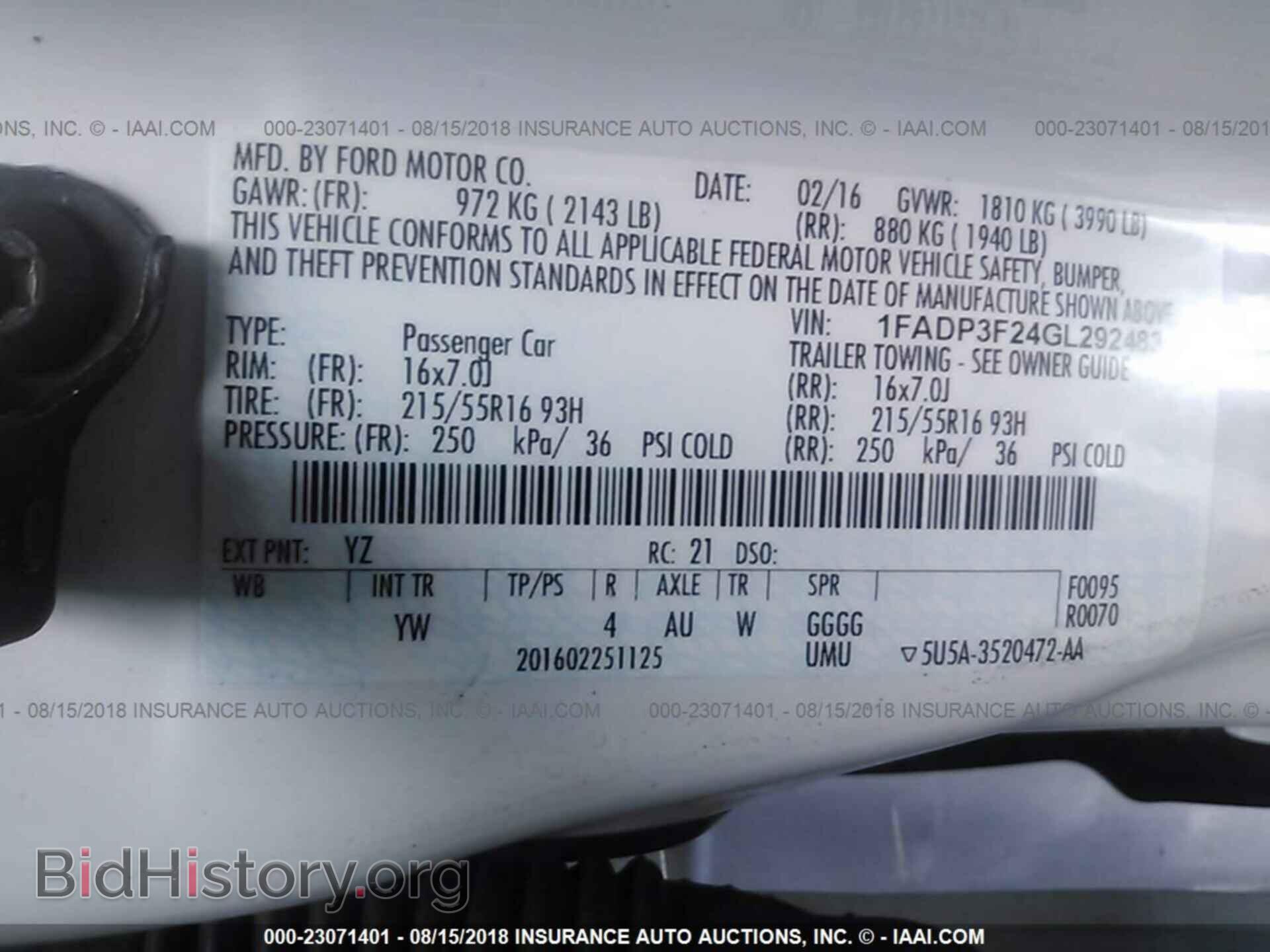 2016 FORD FOCUS - VIN: 1FADP3F24GL292483 - Фото 9
