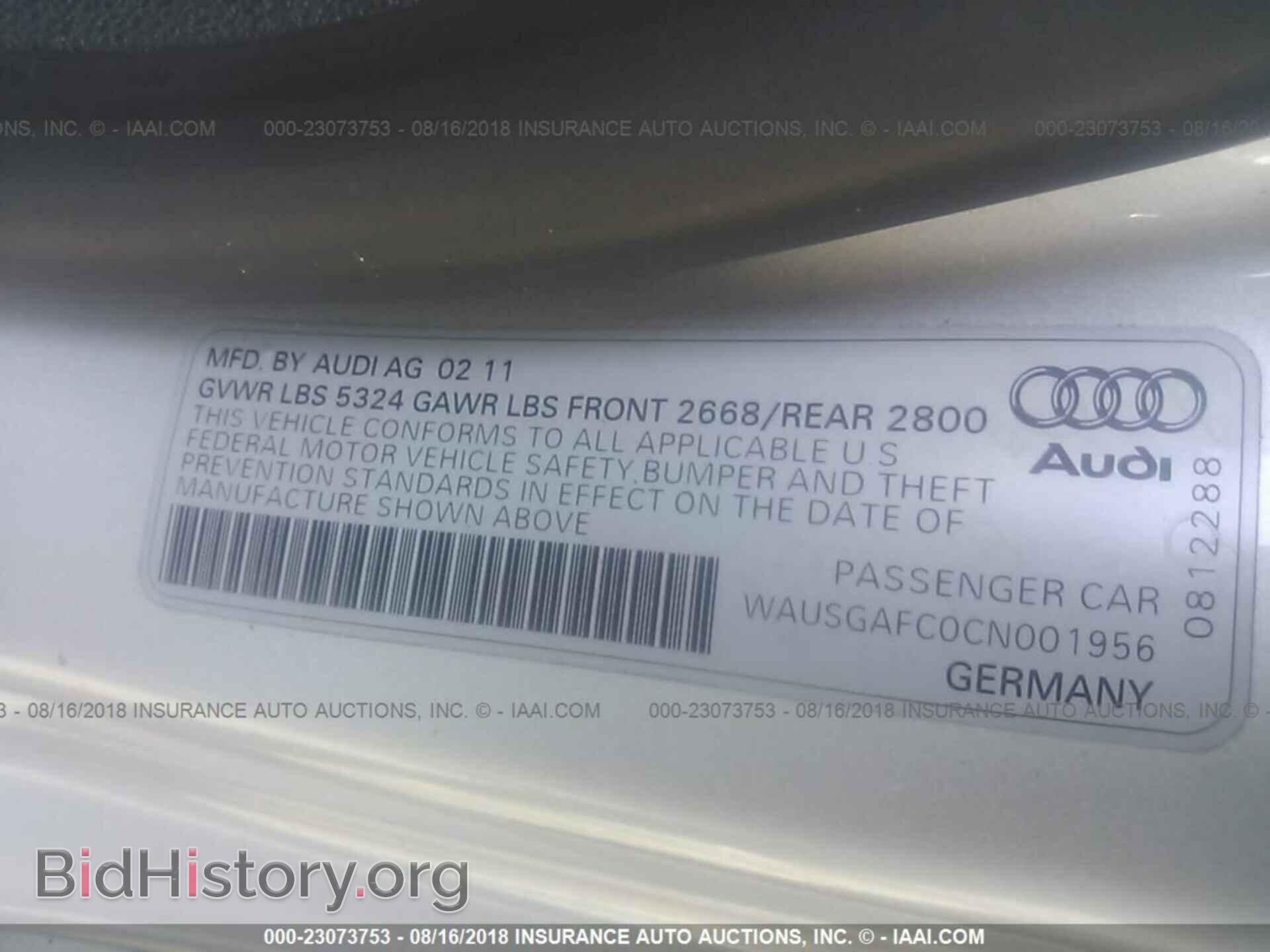 2012 Audi A7 - VIN: WAUSGAFC0CN001956 - Фото 9