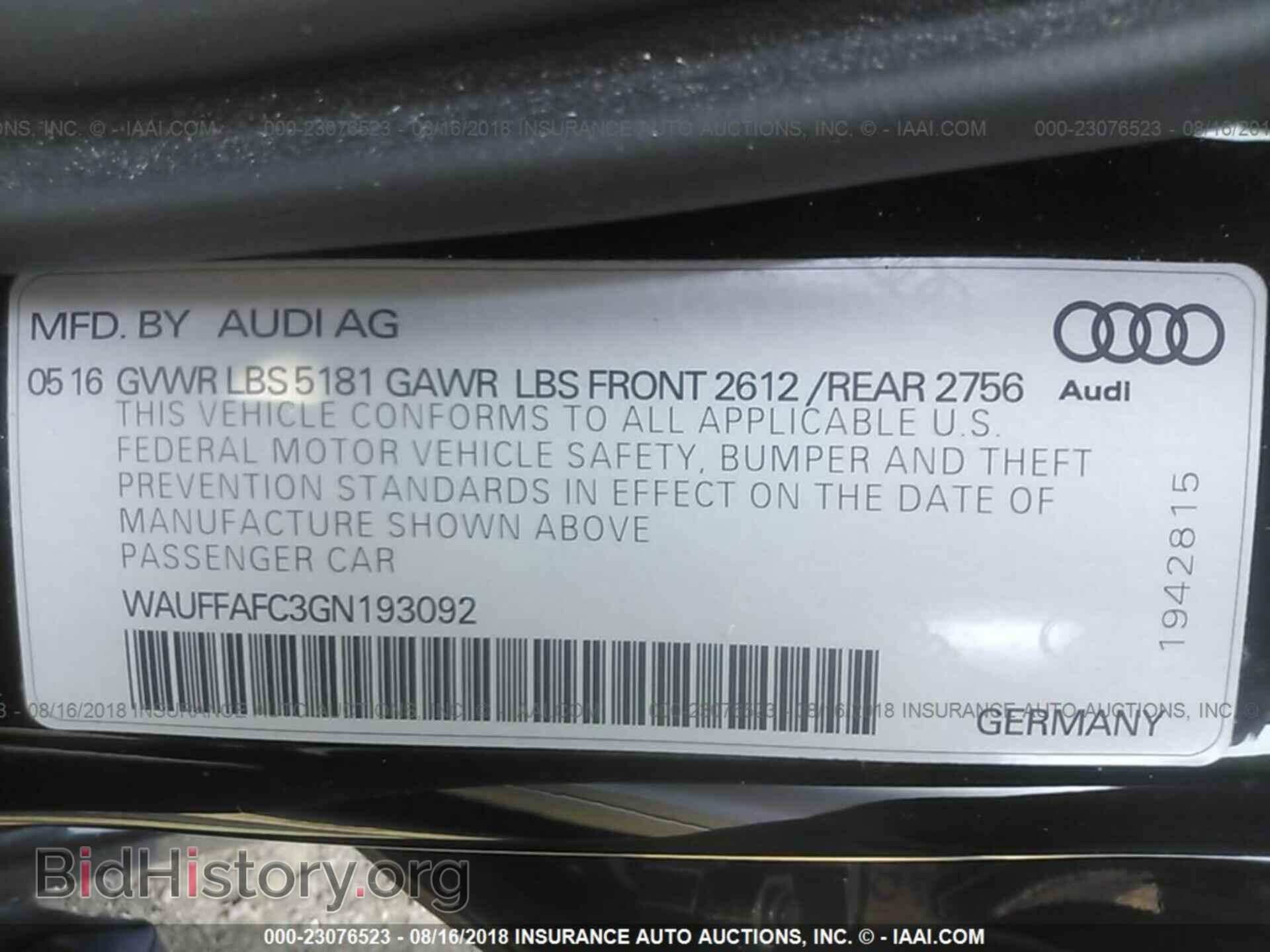 2016 Audi A6 - VIN: WAUFFAFC3GN193092 - Photo 9