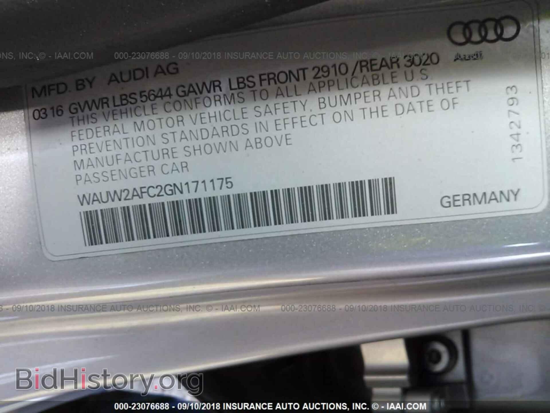 2016 Audi S7 - VIN: WAUW2AFC2GN171175 - Фото 9