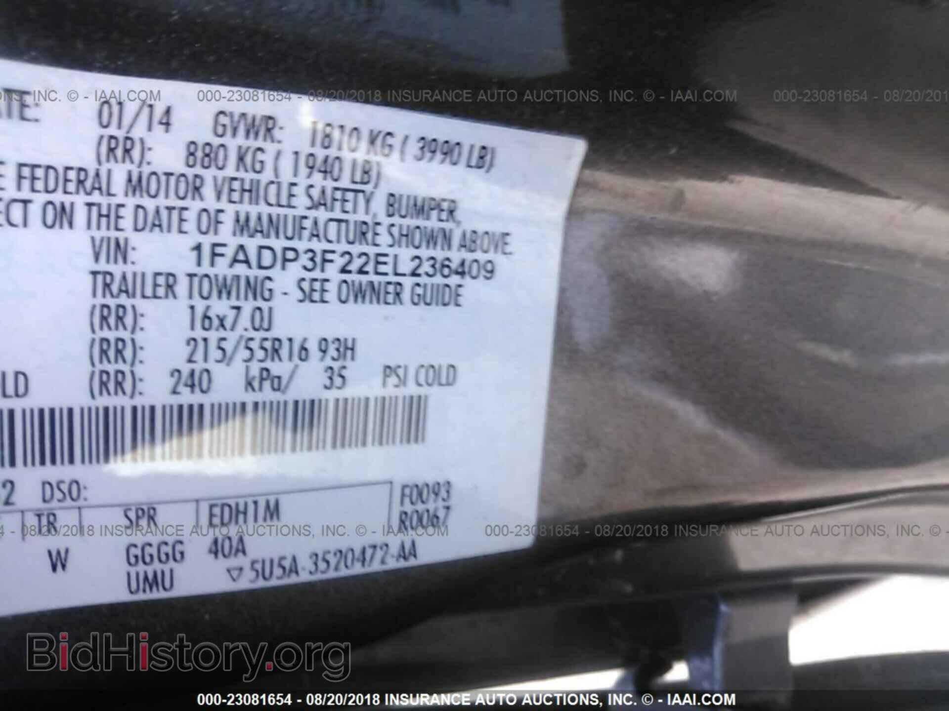 2014 FORD FOCUS - VIN: 1FADP3F22EL236409 - Фото 9