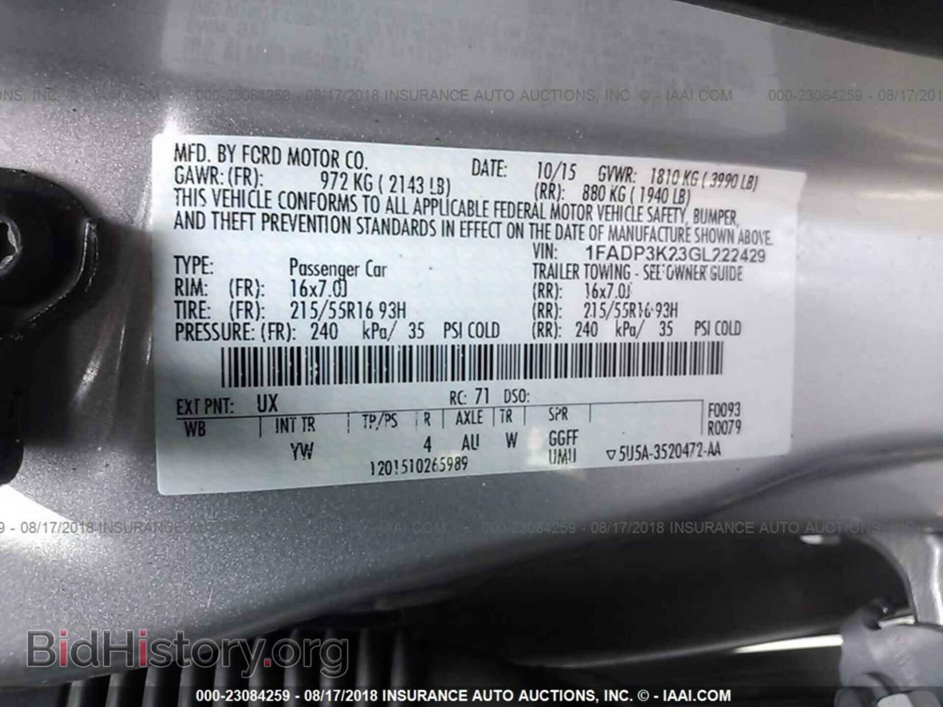 2016 FORD FOCUS - VIN: 1FADP3K23GL222429 - Фото 9