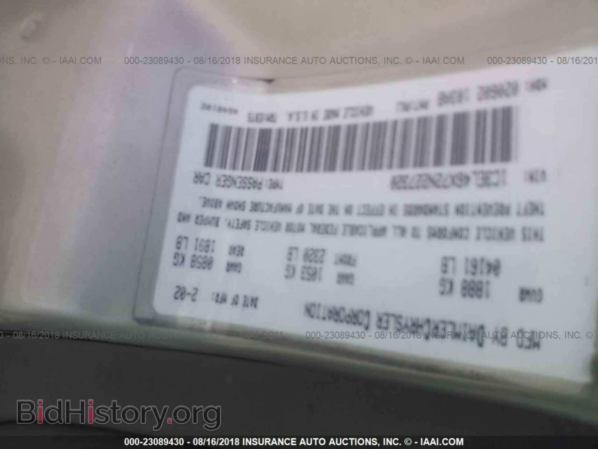 2002 CHRYSLER SEBRING - VIN: 1C3EL46X72N227320 - Фото 9
