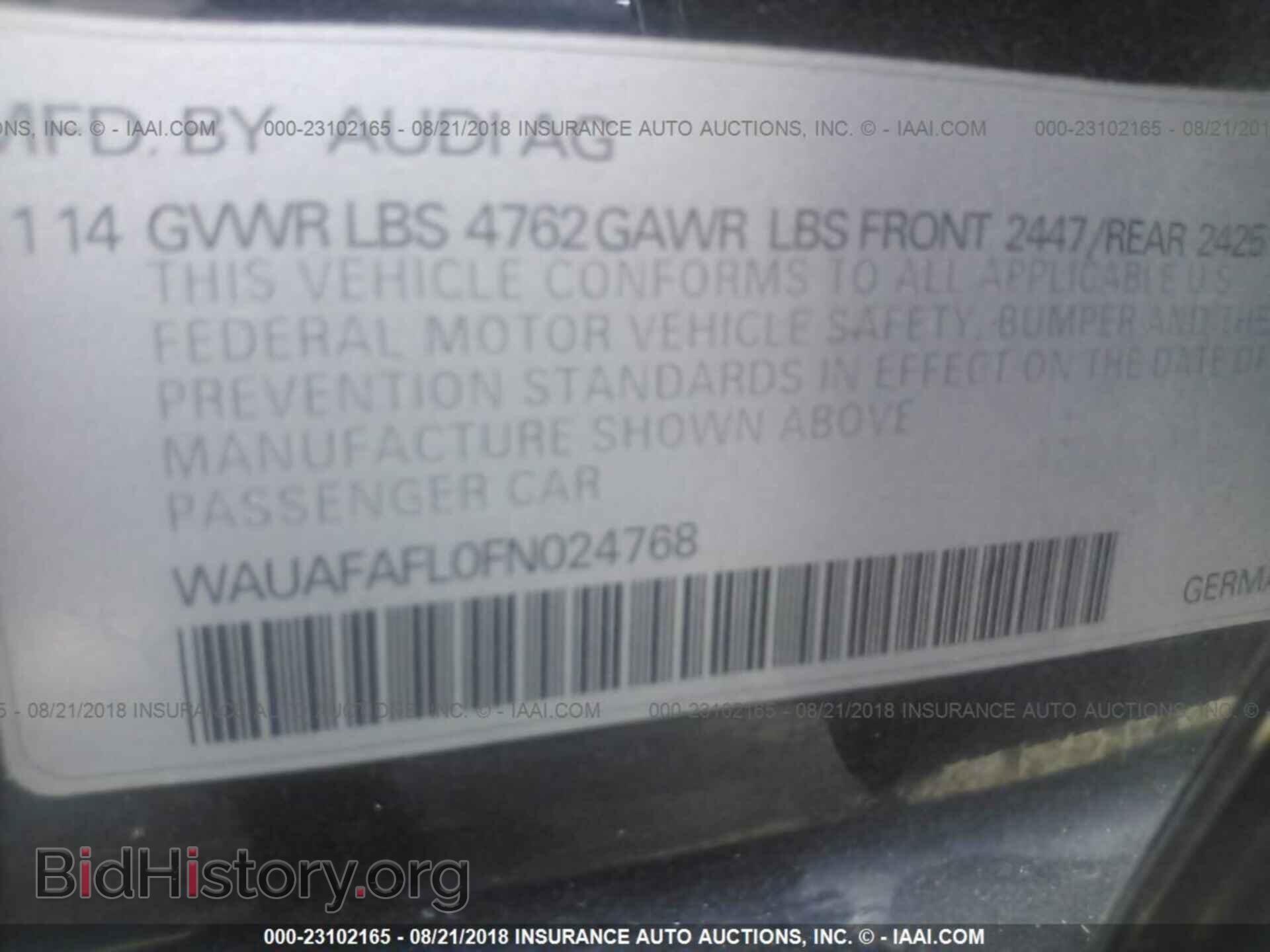 2015 AUDI A4 - VIN: WAUAFAFL0FN024768 - Фото 9