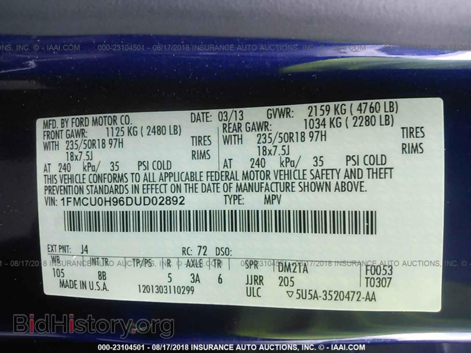 2013 Ford Escape - VIN: 1FMCU0H96DUD02892 - Photo 9