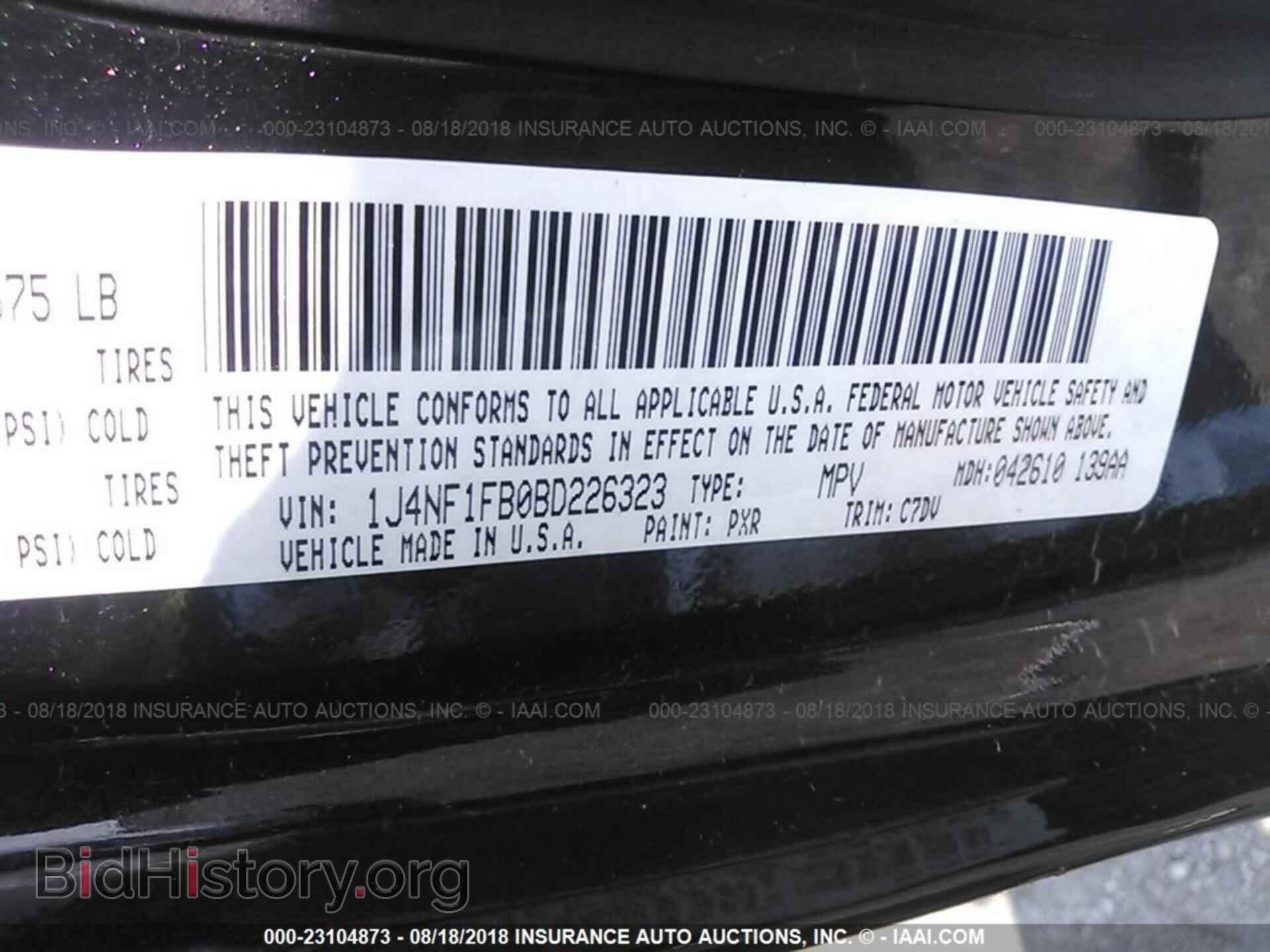 2011 JEEP COMPASS - VIN: 1J4NF1FB0BD226323 - Фото 9