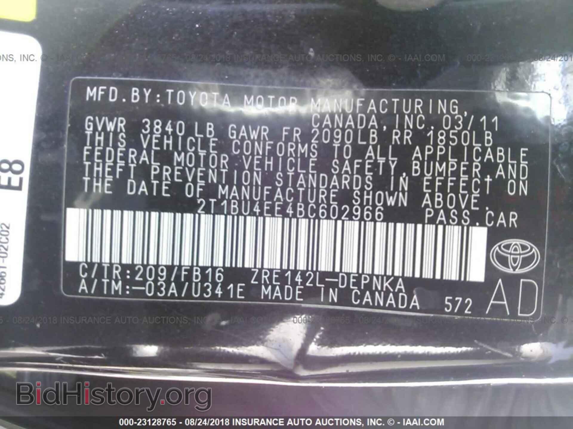 2011 TOYOTA COROLLA - VIN: 2T1BU4EE4BC602966 - Фото 9