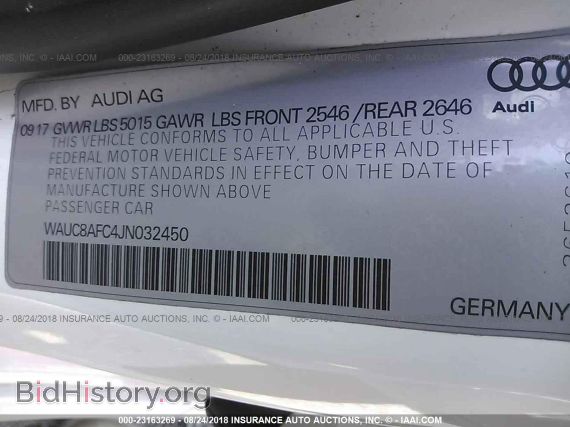 2018 Audi A6 - VIN: WAUC8AFC4JN032450 - Фото 9