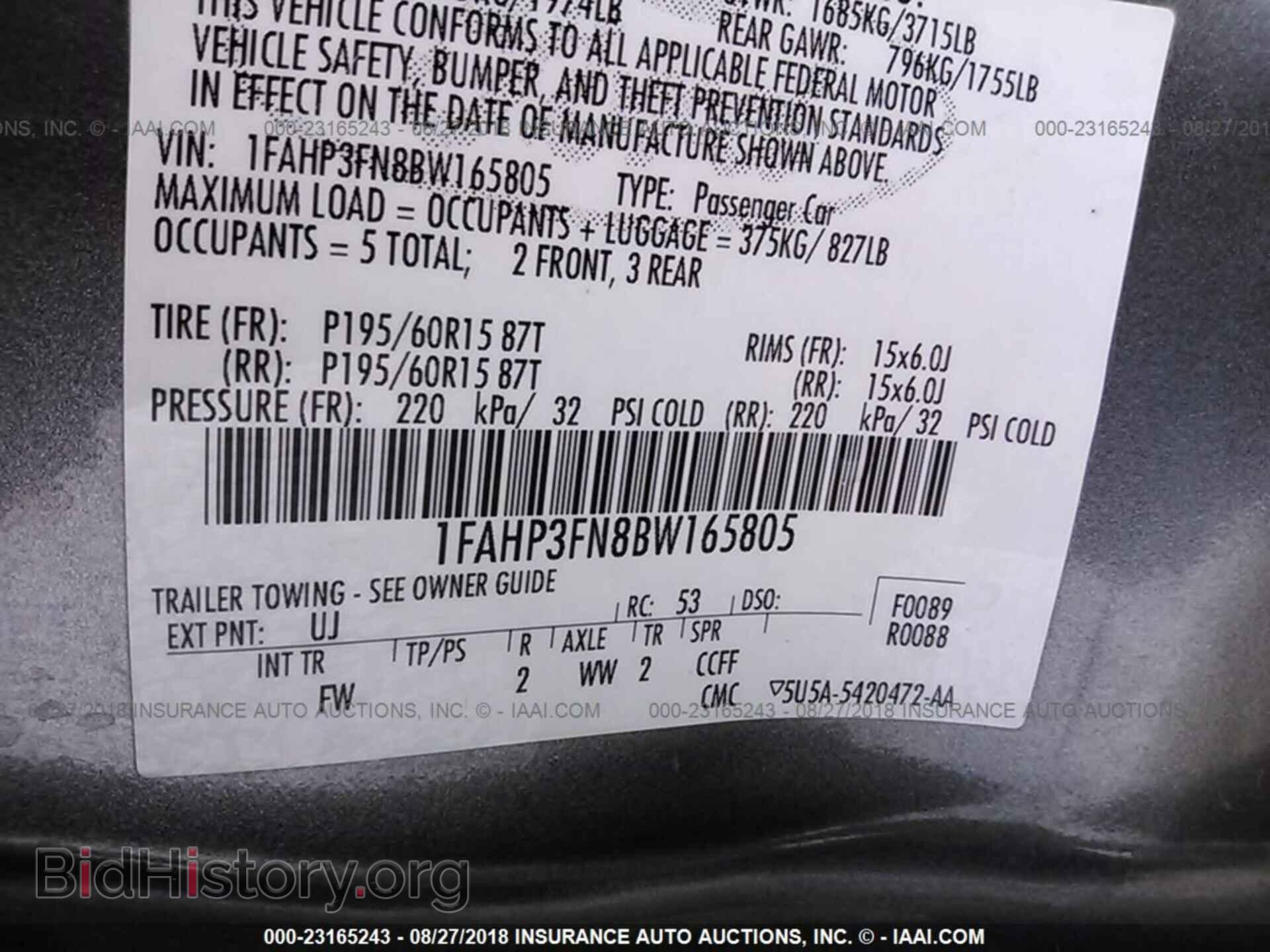 2011 FORD FOCUS - VIN: 1FAHP3FN8BW165805 - Фото 9