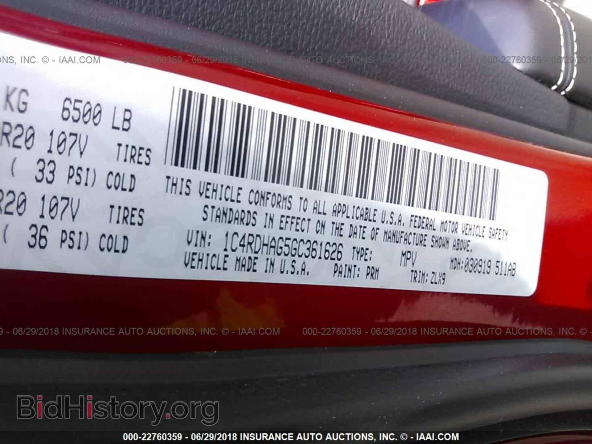 2016 DODGE DURANGO - VIN: 1C4RDHAG5GC361626 - Фото 9