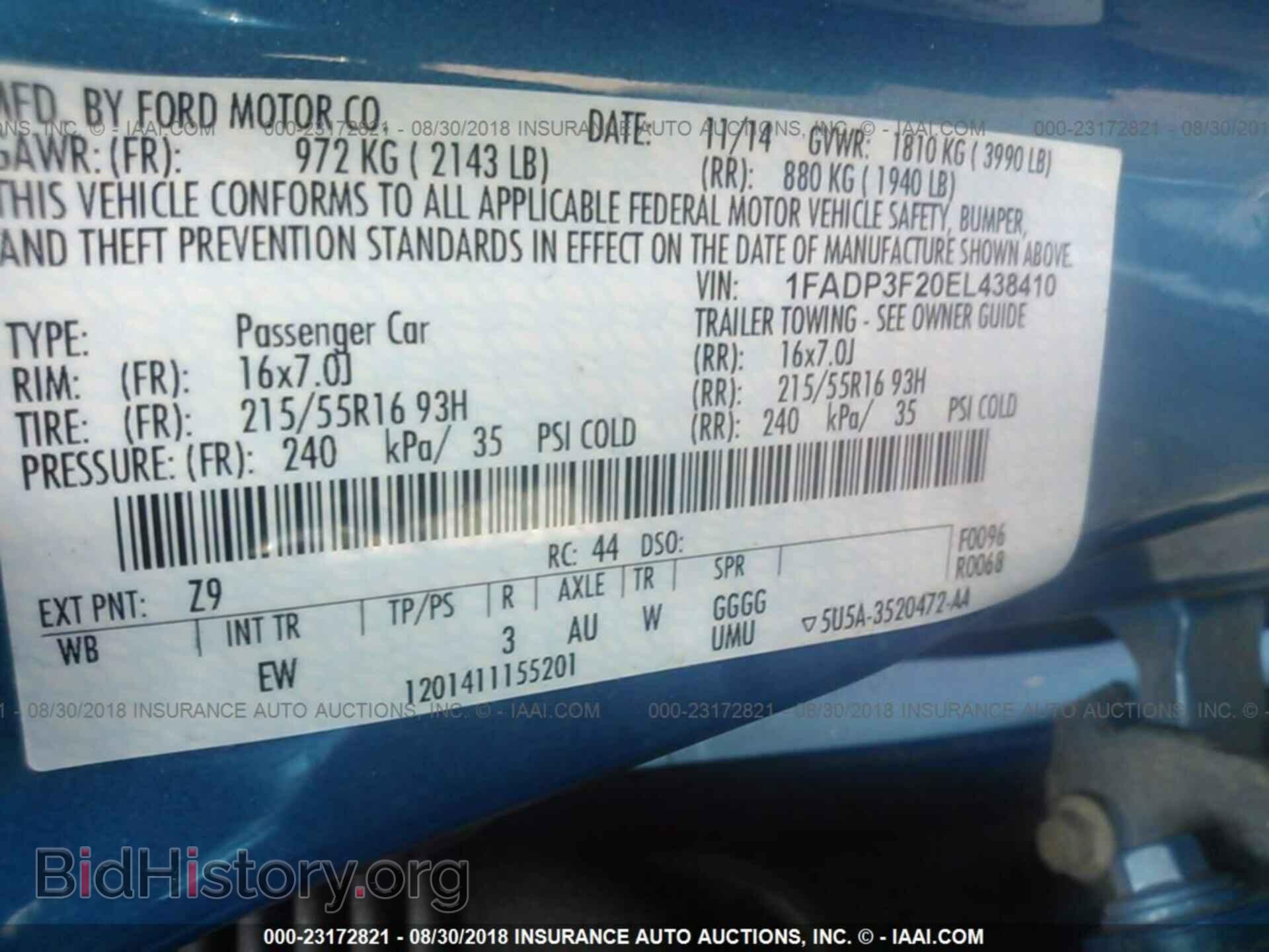 2014 Ford Focus - VIN: 1FADP3F20EL438410 - Фото 9