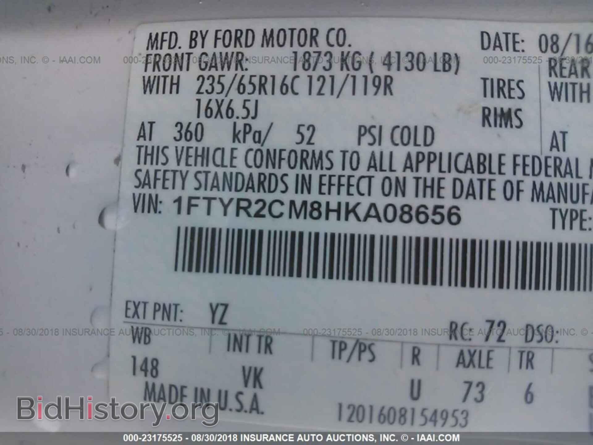 2017 FORD TRANSIT - VIN: 1FTYR2CM8HKA08656 - Photo 9