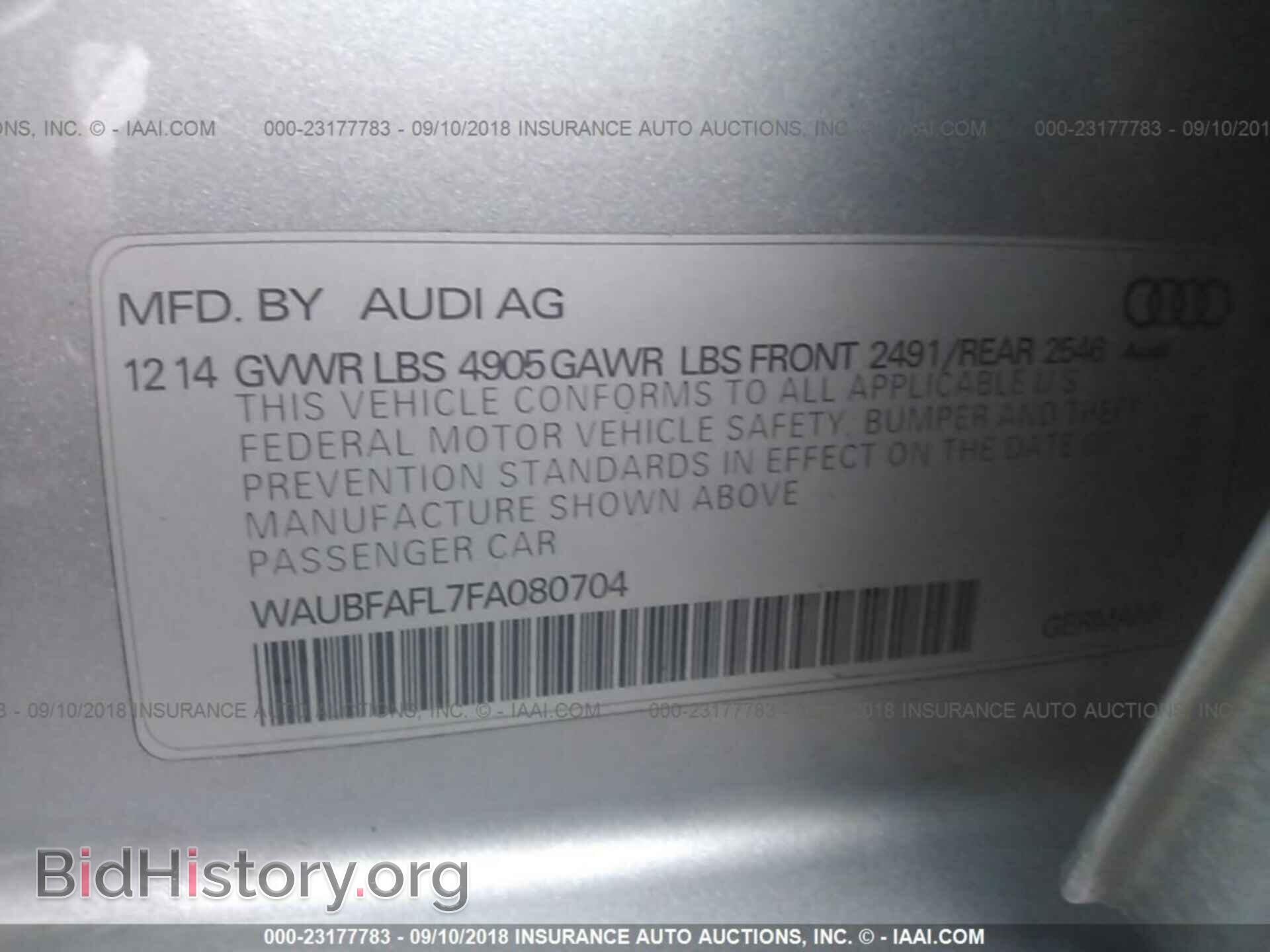 2015 Audi A4 - VIN: WAUBFAFL7FA080704 - Фото 9