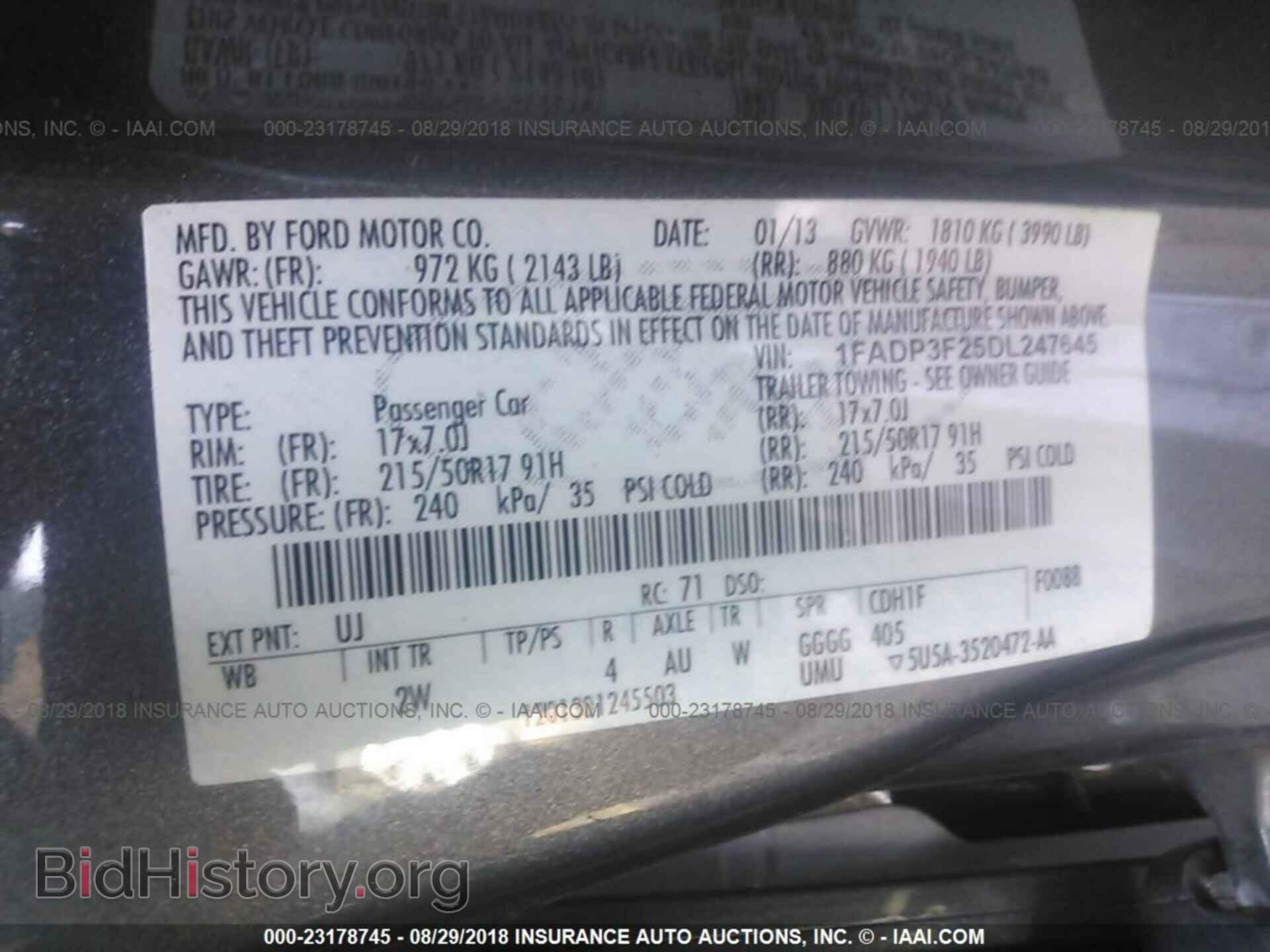 2013 FORD FOCUS - VIN: 1FADP3F25DL247645 - Фото 9