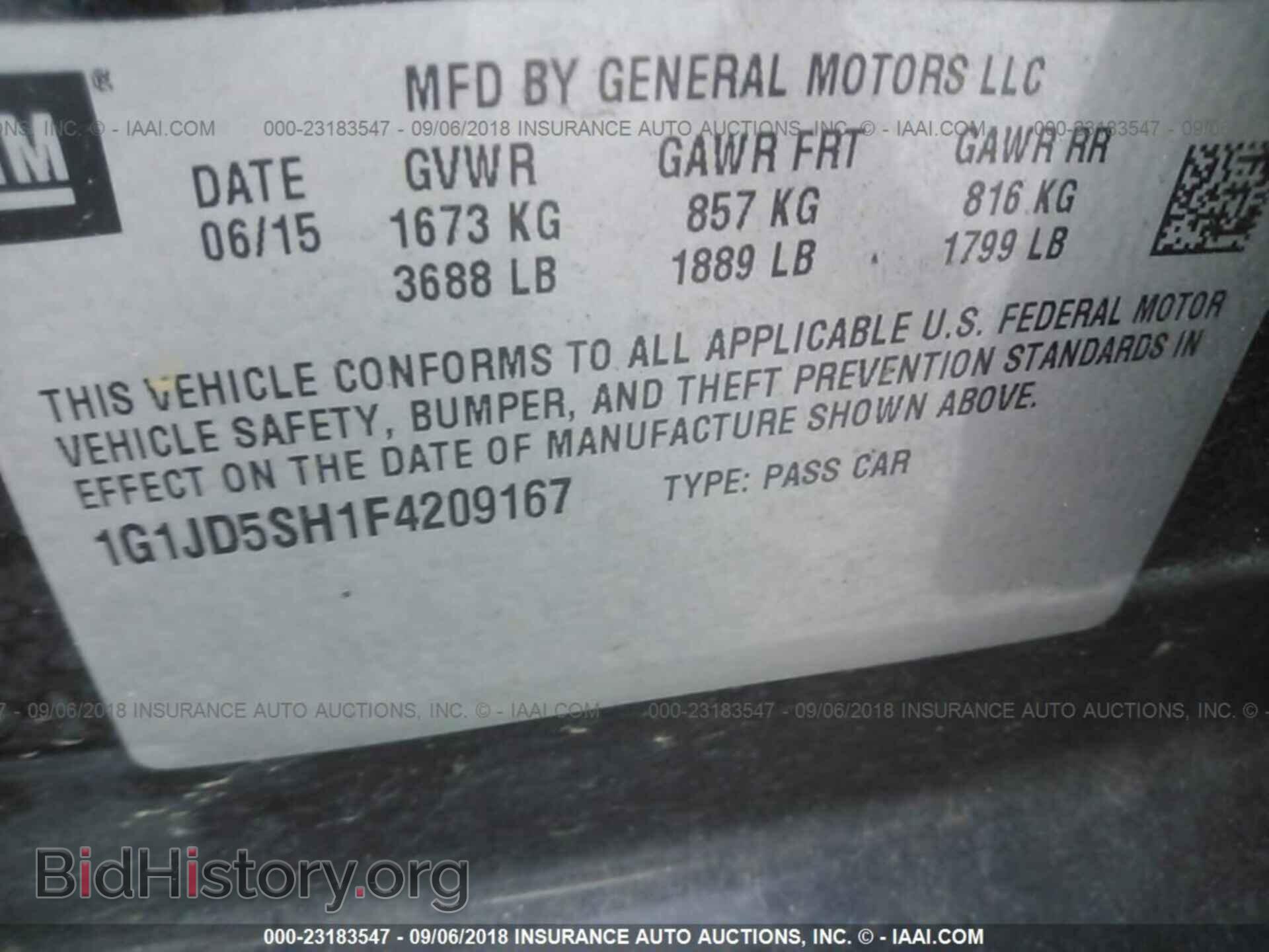 2015 Chevrolet Sonic - VIN: 1G1JD5SH1F4209167 - Фото 9