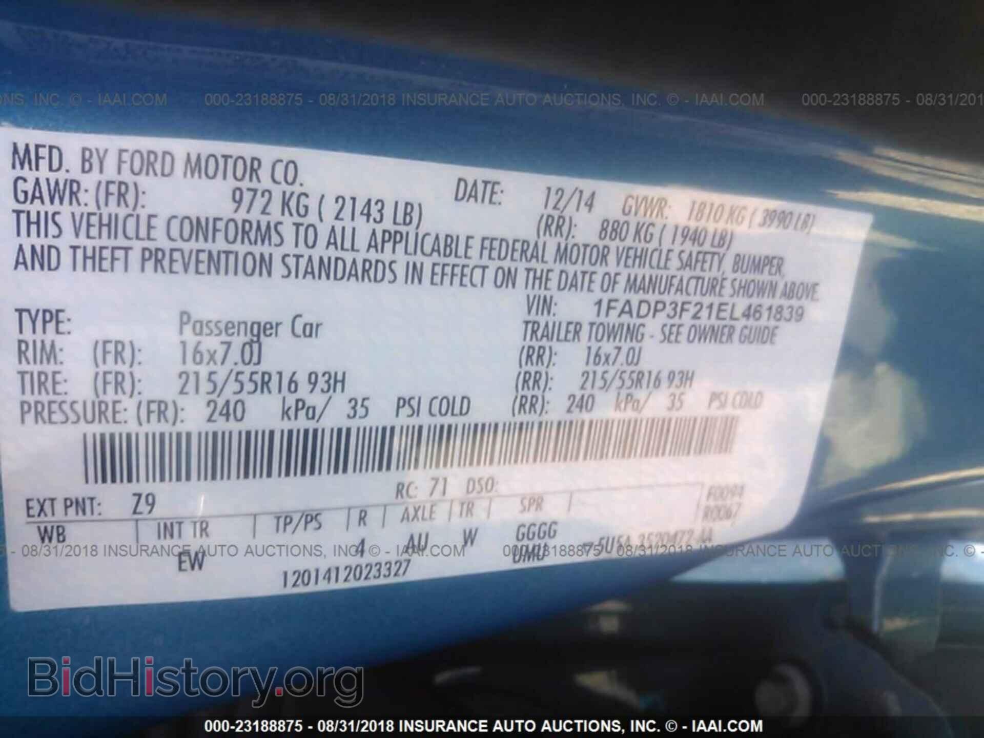 2014 Ford Focus - VIN: 1FADP3F21EL461839 - Фото 9