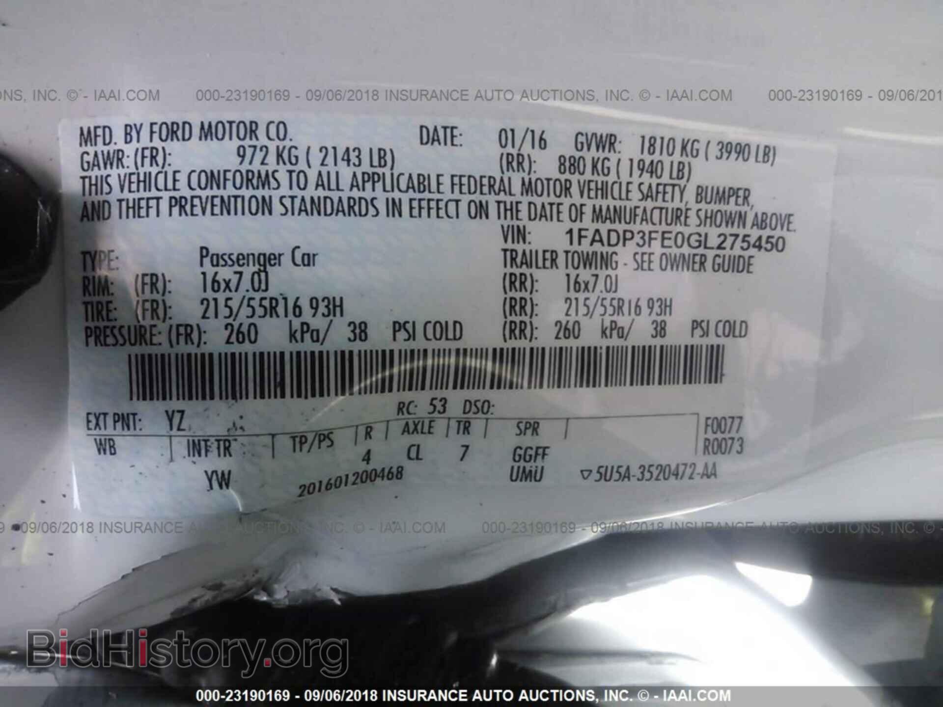 2016 FORD FOCUS - VIN: 1FADP3FE0GL275450 - Фото 9