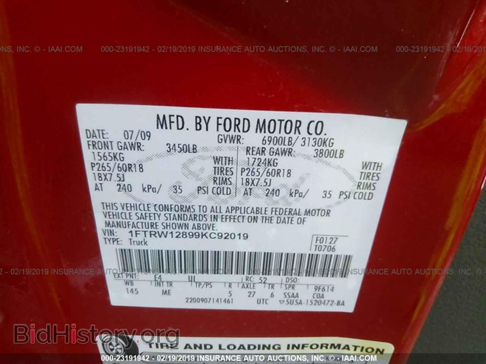 2009 FORD F150 - VIN: 1FTRW12899KC92019 - Фото 9