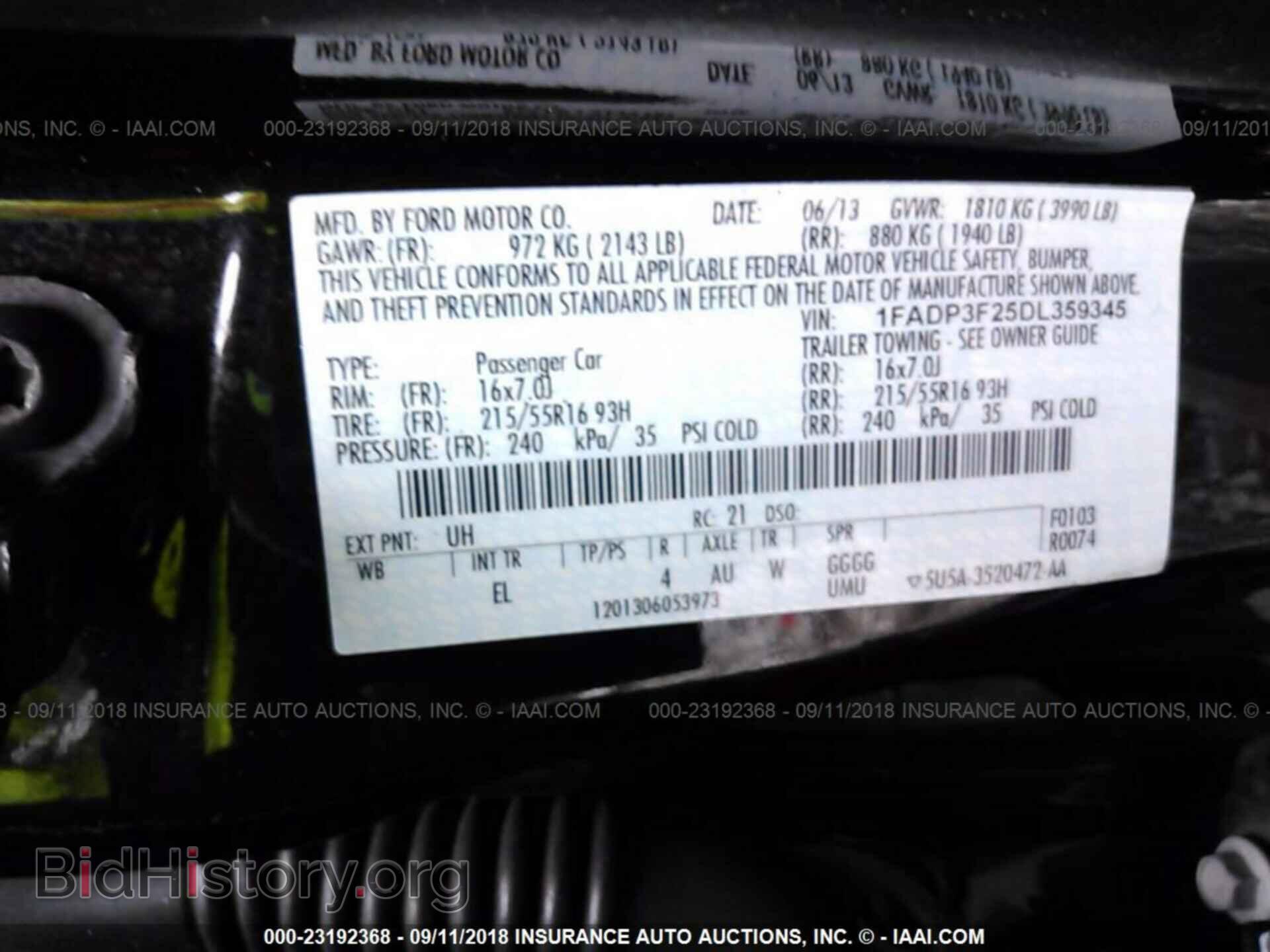 2013 FORD FOCUS - VIN: 1FADP3F25DL359345 - Фото 9