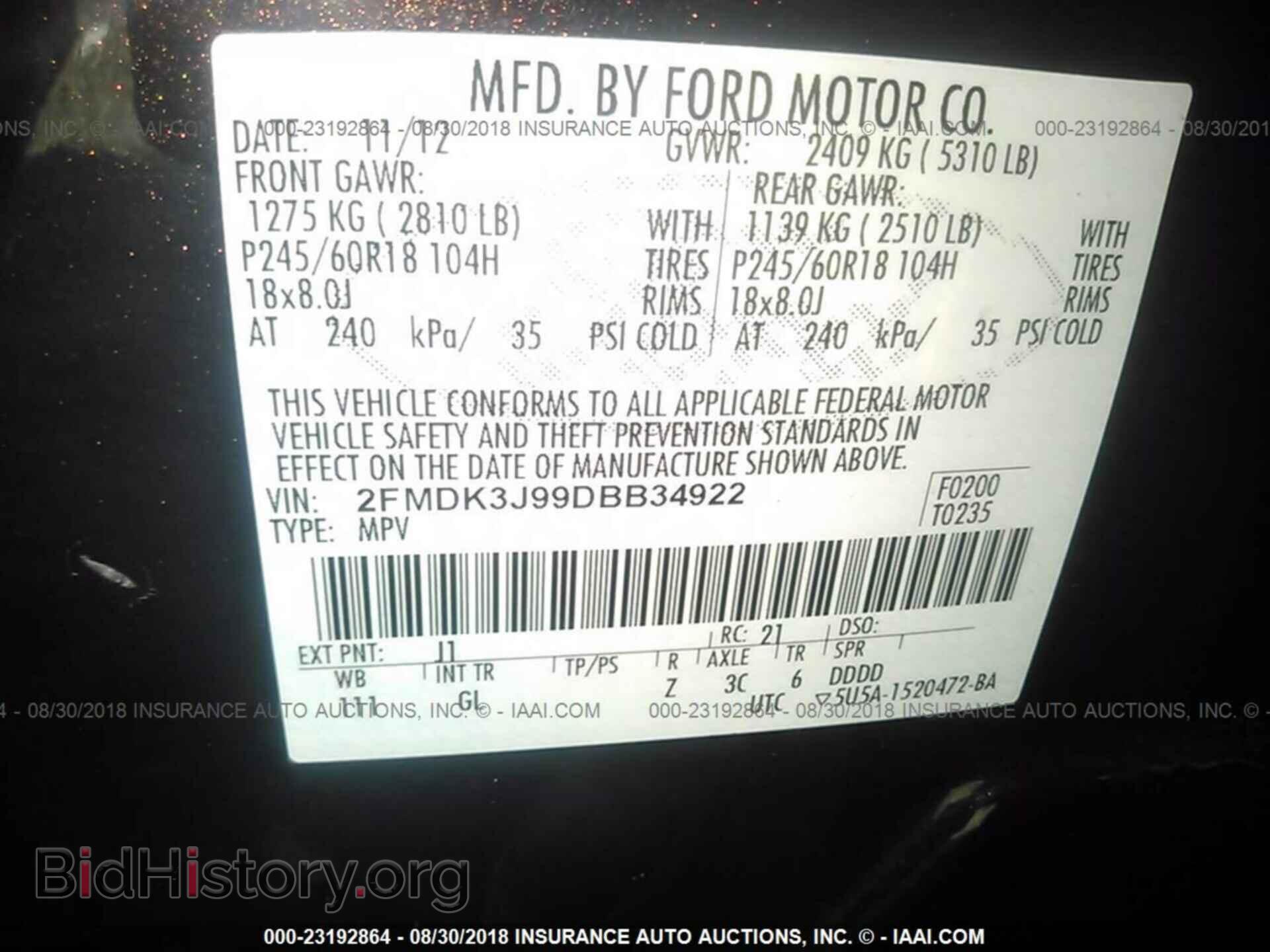 2013 Ford Edge - VIN: 2FMDK3J99DBB34922 - Photo 9