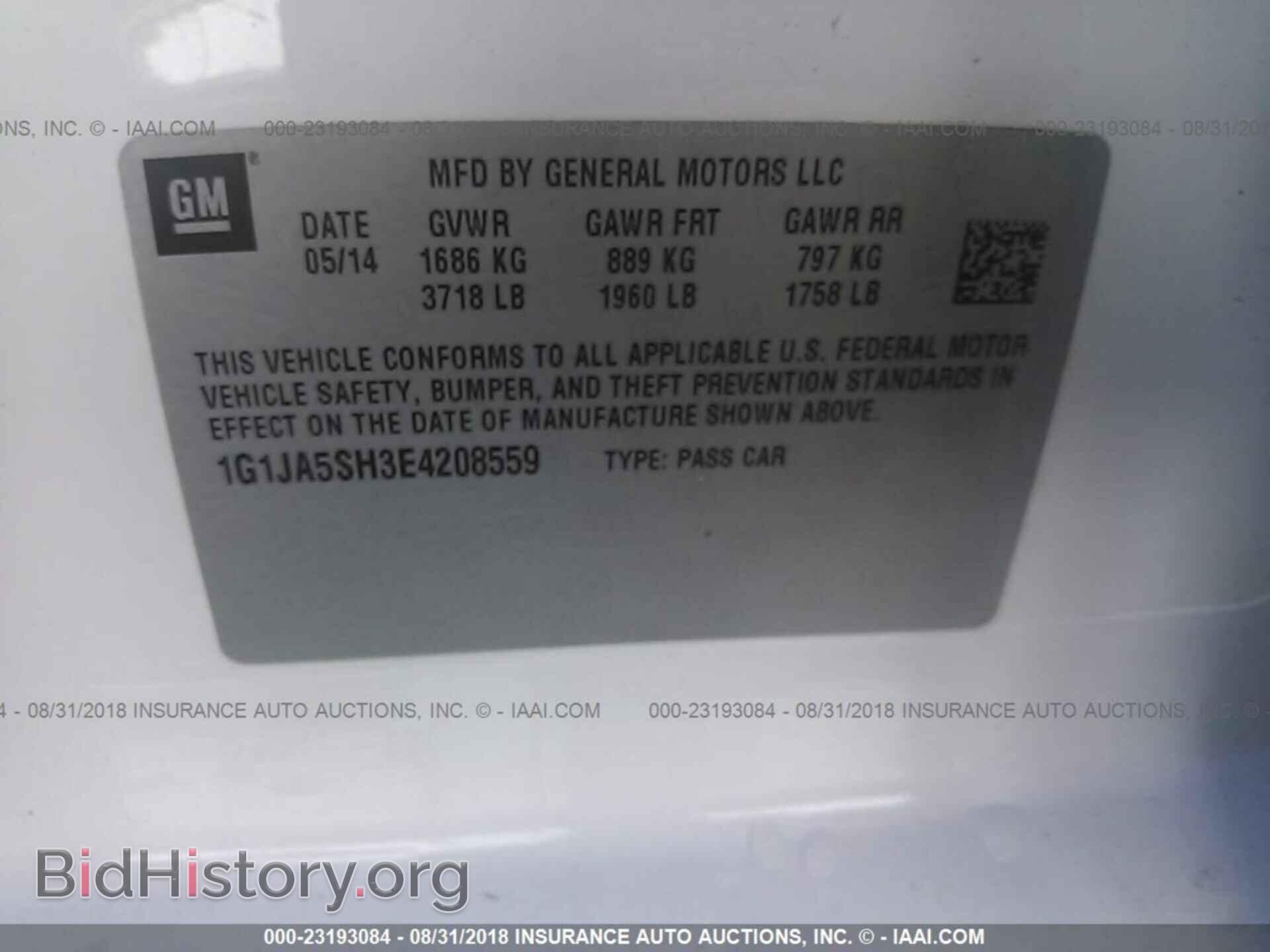 2014 CHEVROLET SONIC - VIN: 1G1JA5SH3E4208559 - Фото 9