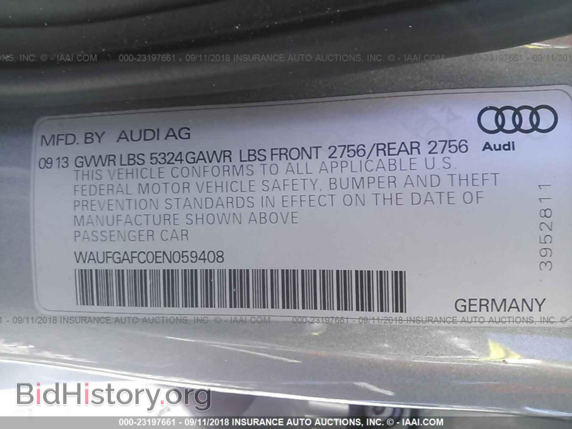 2014 Audi A6 - VIN: WAUFGAFC0EN059408 - Фото 9