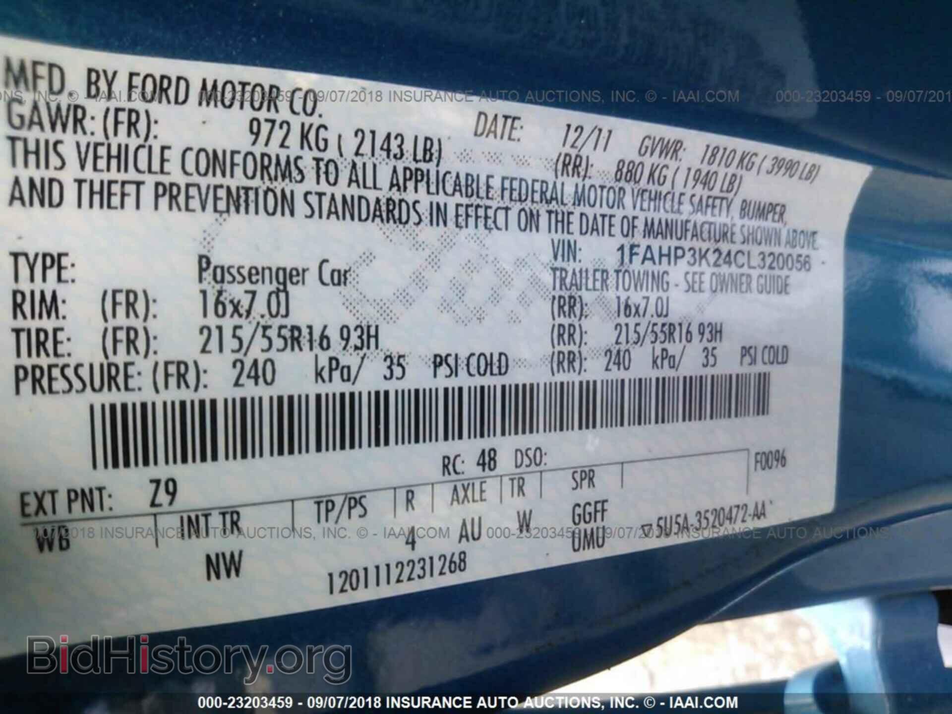 2012 Ford Focus - VIN: 1FAHP3K24CL320056 - Фото 9