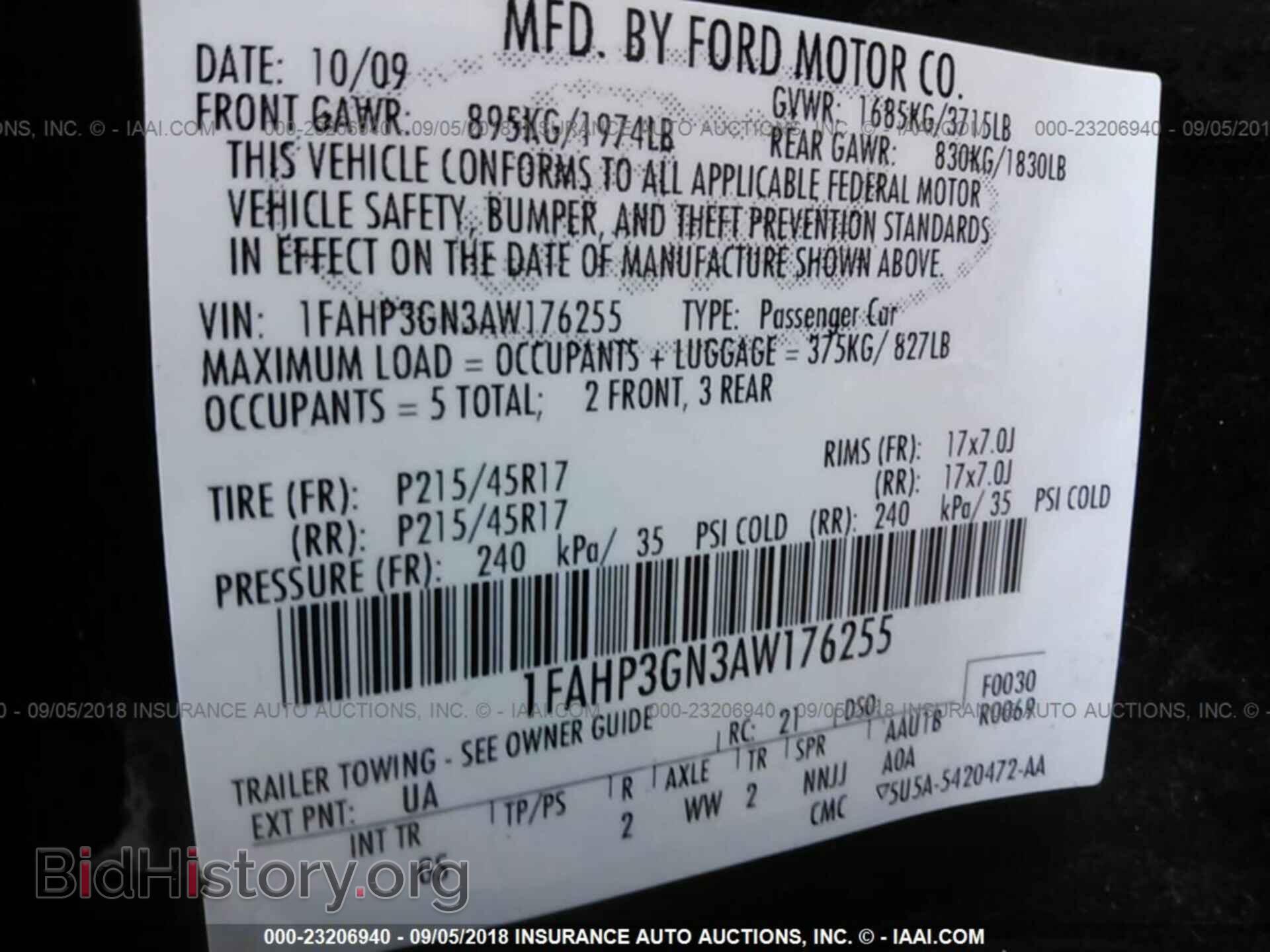 2010 FORD FOCUS - VIN: 1FAHP3GN3AW176255 - Фото 9