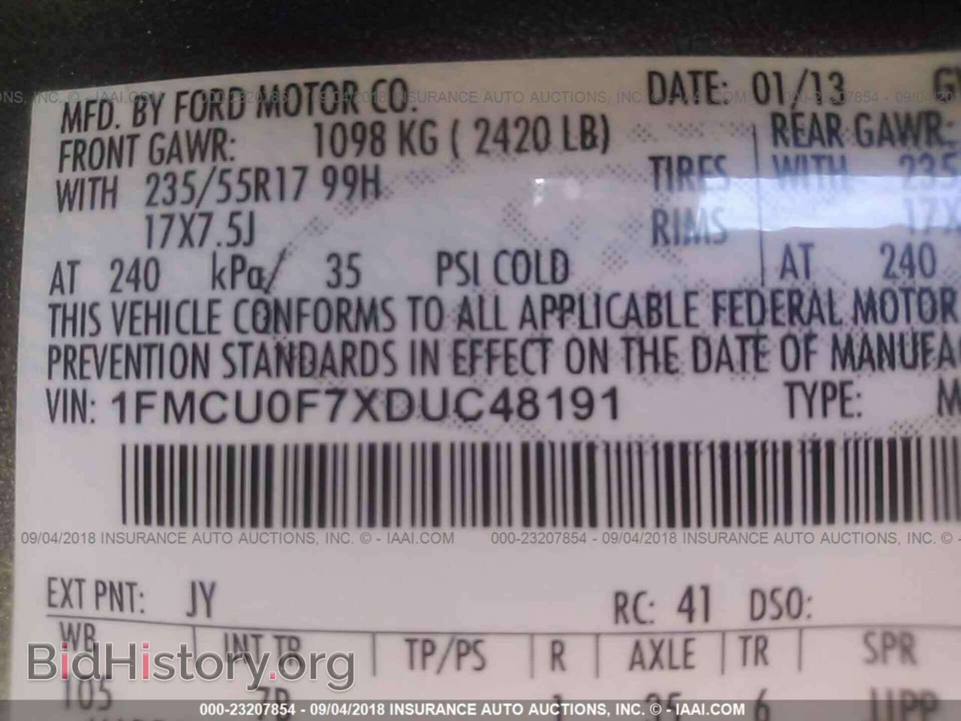2013 FORD ESCAPE - VIN: 1FMCU0F7XDUC48191 - Photo 9