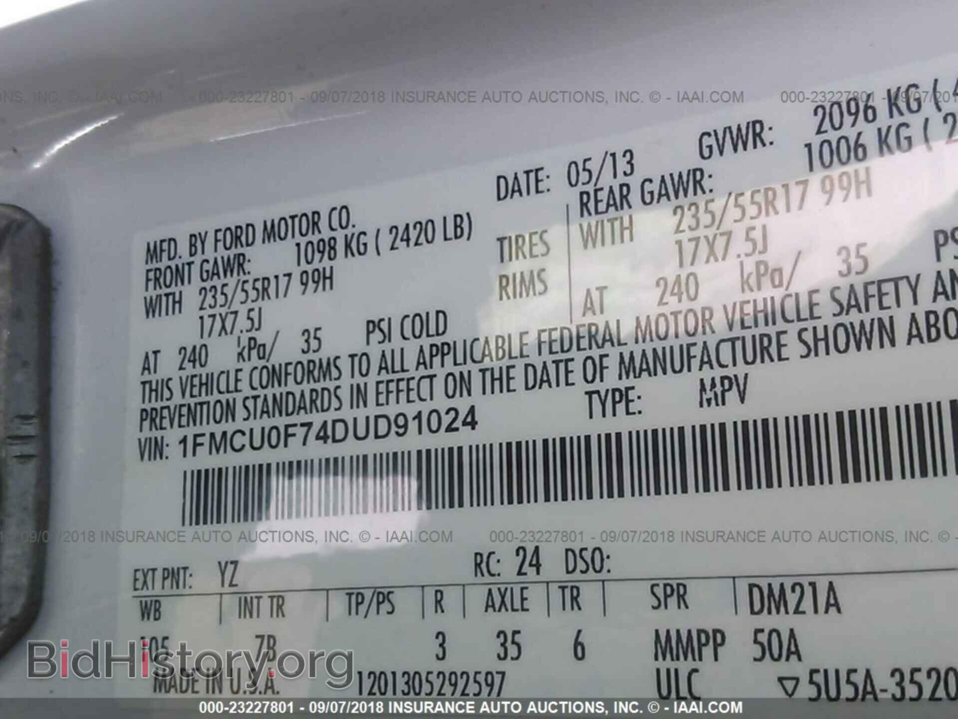 2013 Ford Escape - VIN: 1FMCU0F74DUD91024 - Фото 9