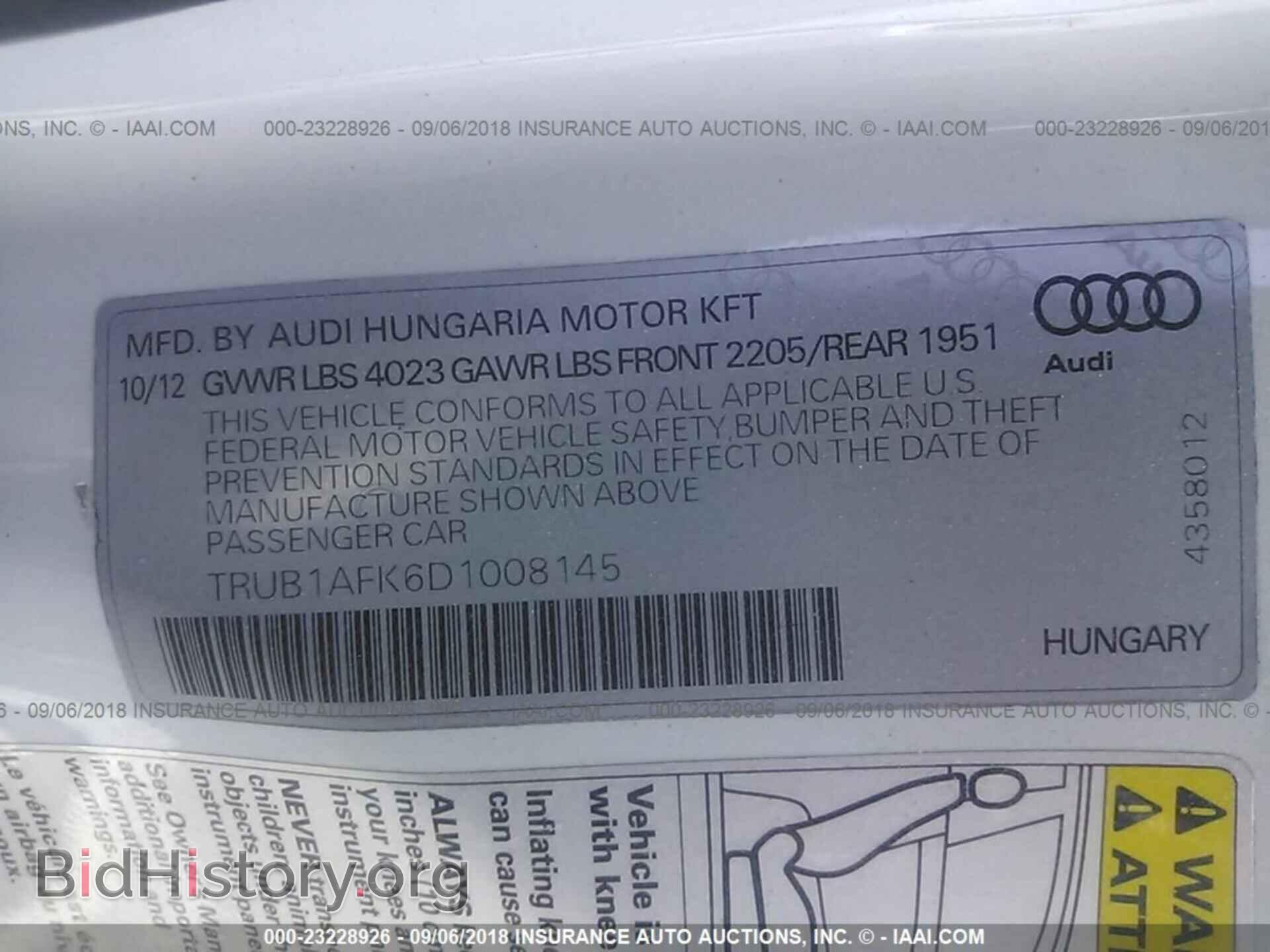 2013 Audi Tts - VIN: TRUB1AFK6D1008145 - Фото 9
