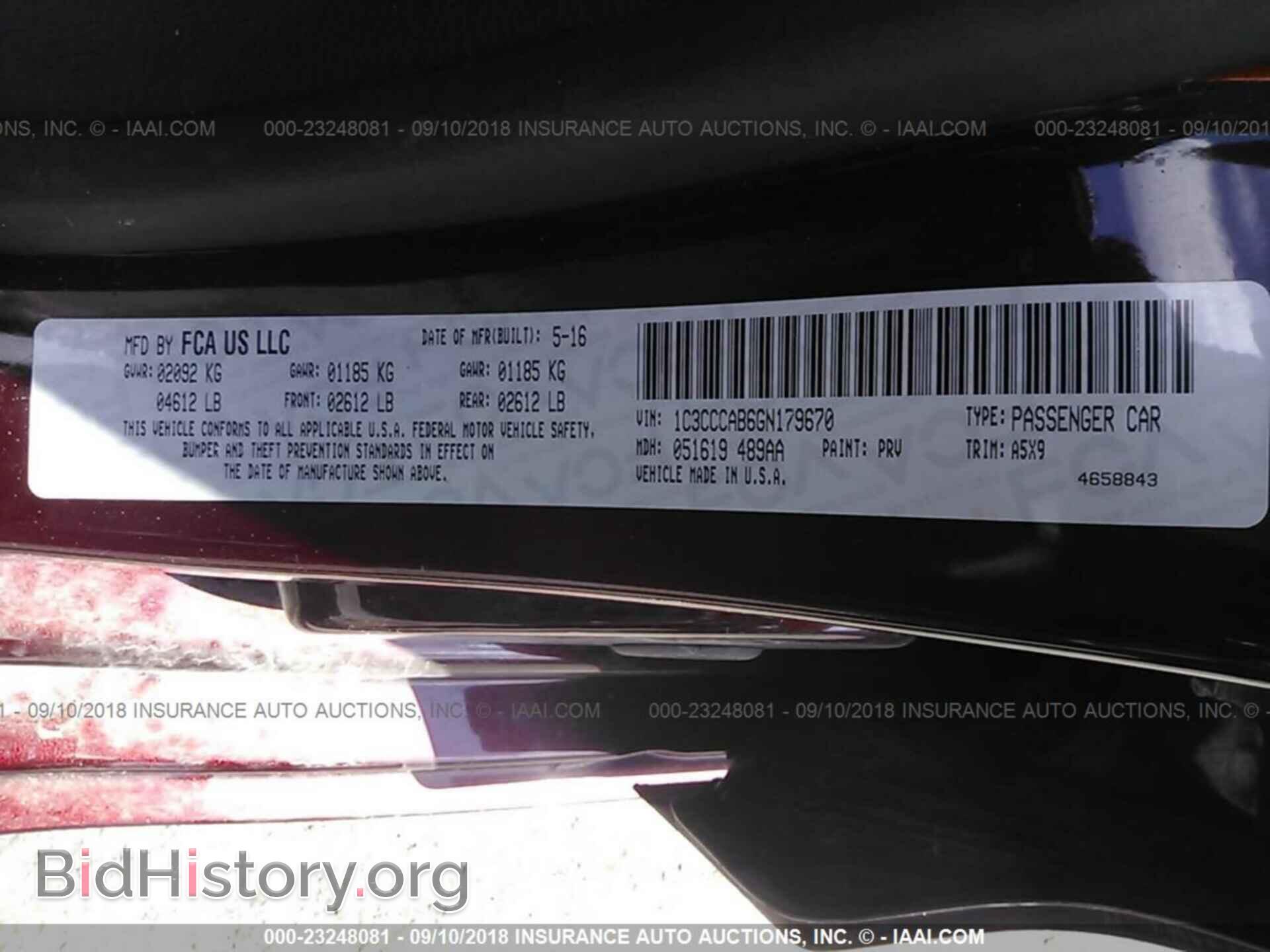 2016 CHRYSLER 200 - VIN: 1C3CCCAB6GN179670 - Фото 9
