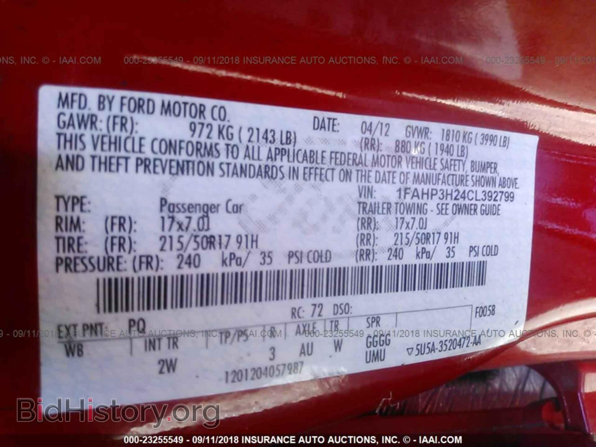 2012 FORD FOCUS - VIN: 1FAHP3H24CL392799 - Фото 9