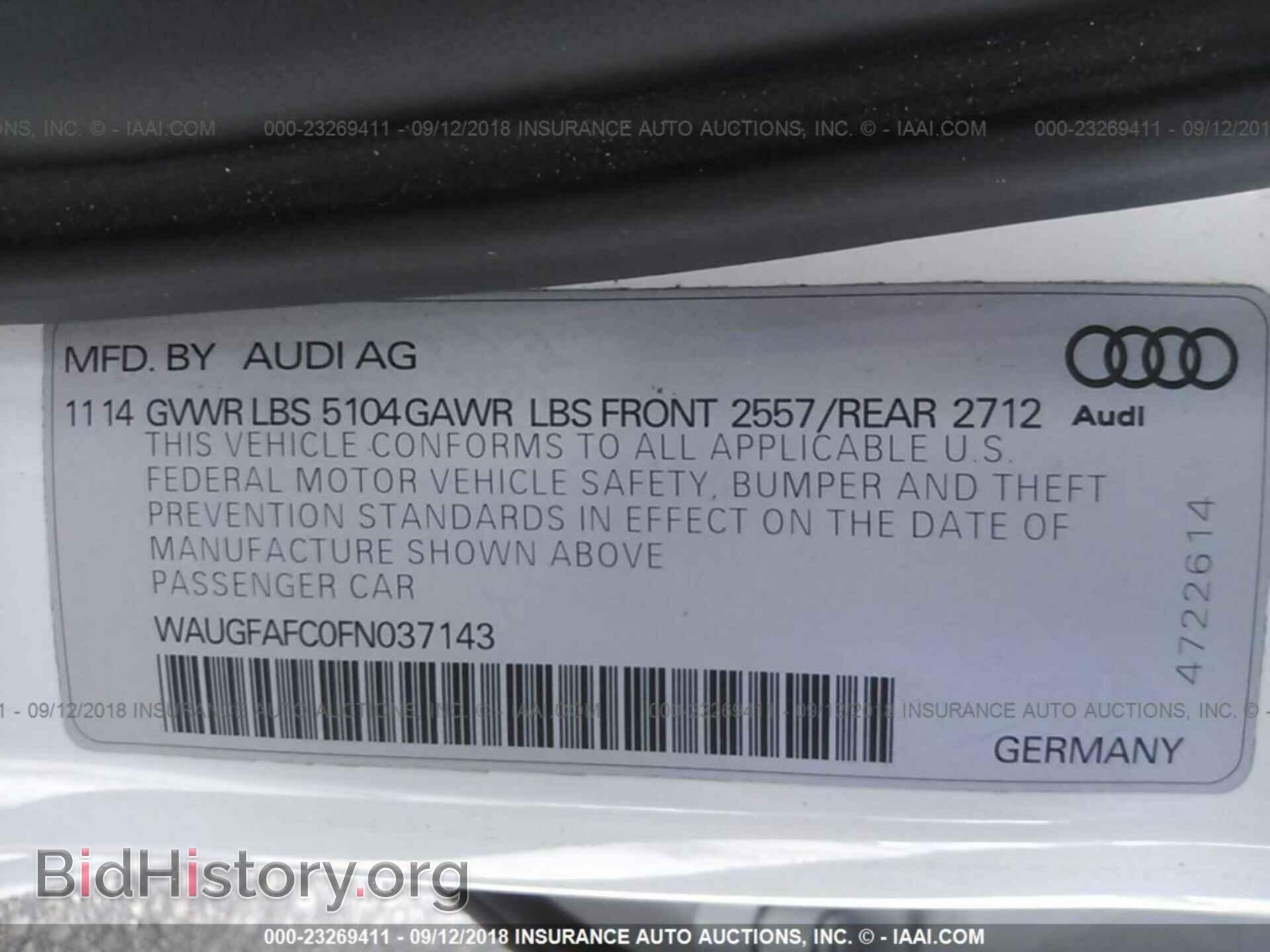 2015 Audi A6 - VIN: WAUGFAFC0FN037143 - Фото 9