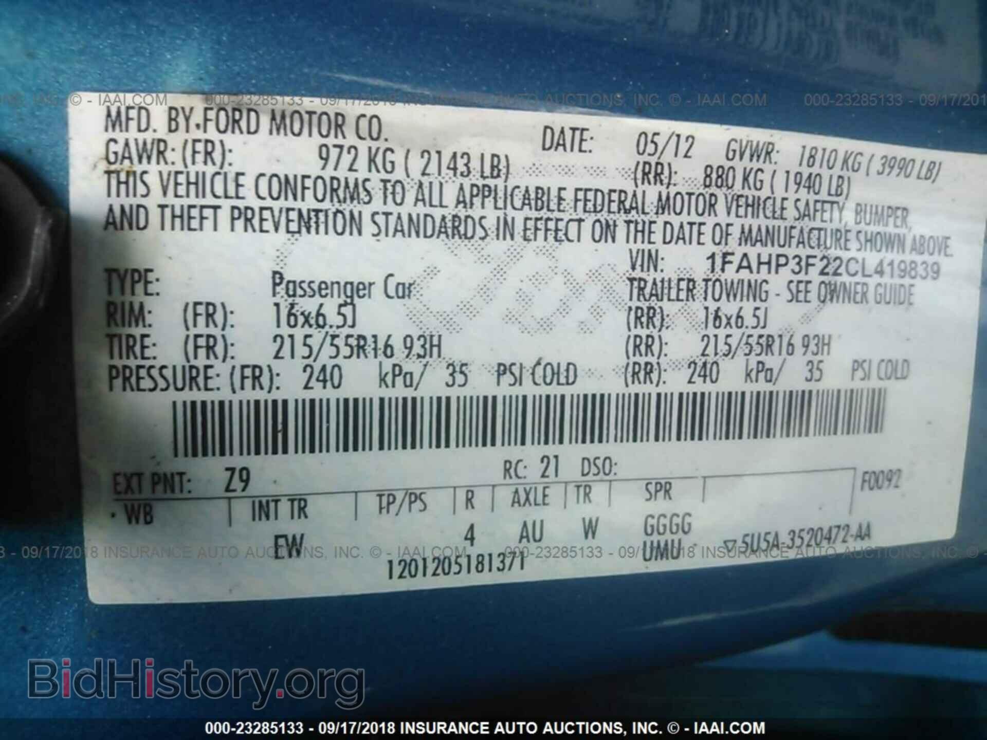 2012 FORD FOCUS - VIN: 1FAHP3F22CL419839 - Photo 9