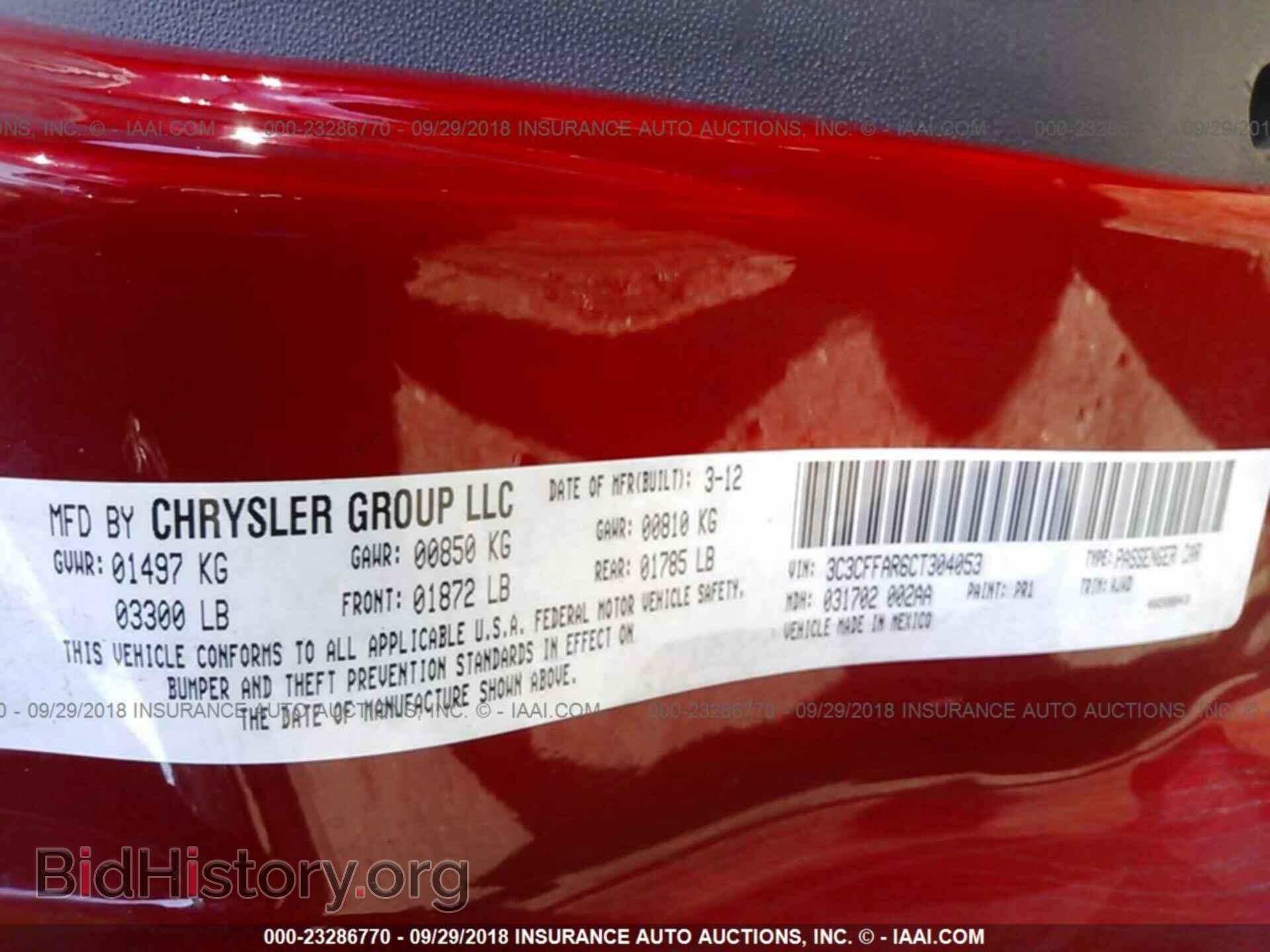 2012 Fiat 500 - VIN: 3C3CFFAR6CT304053 - Фото 9