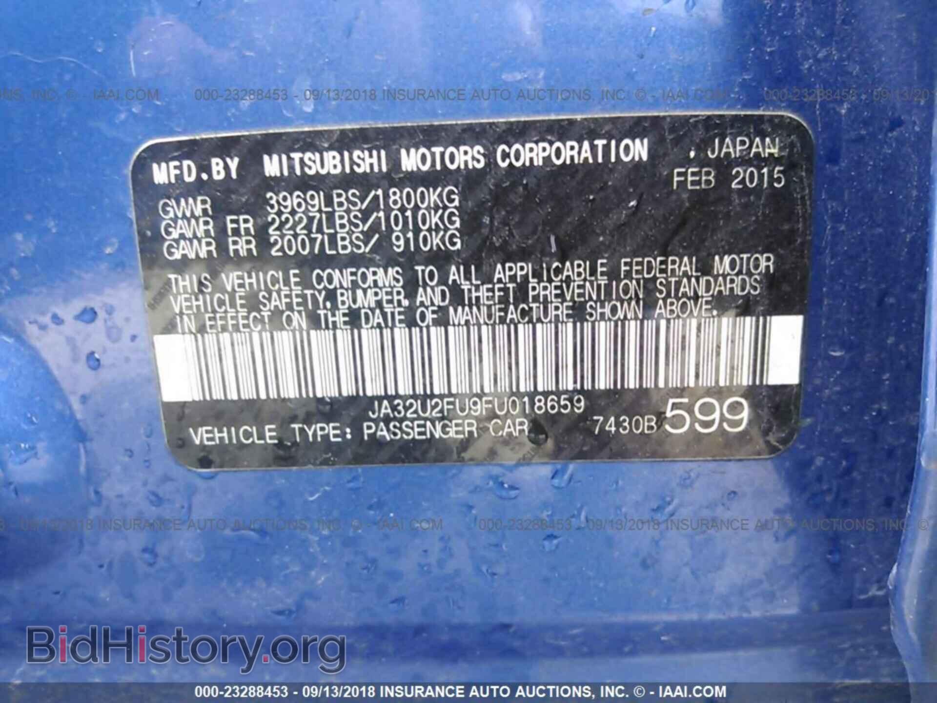 2015 MITSUBISHI LANCER - VIN: JA32U2FU9FU018659 - Фото 9