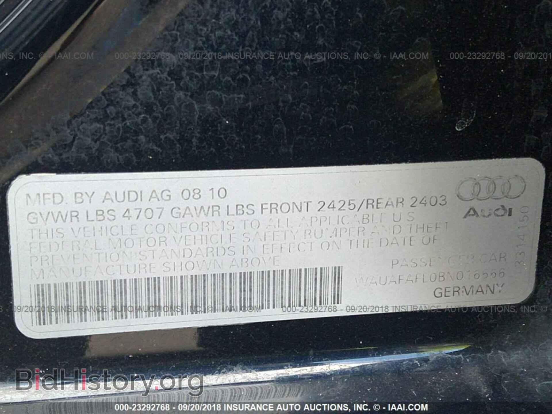 2011 Audi A4 - VIN: WAUAFAFL0BN016566 - Фото 9