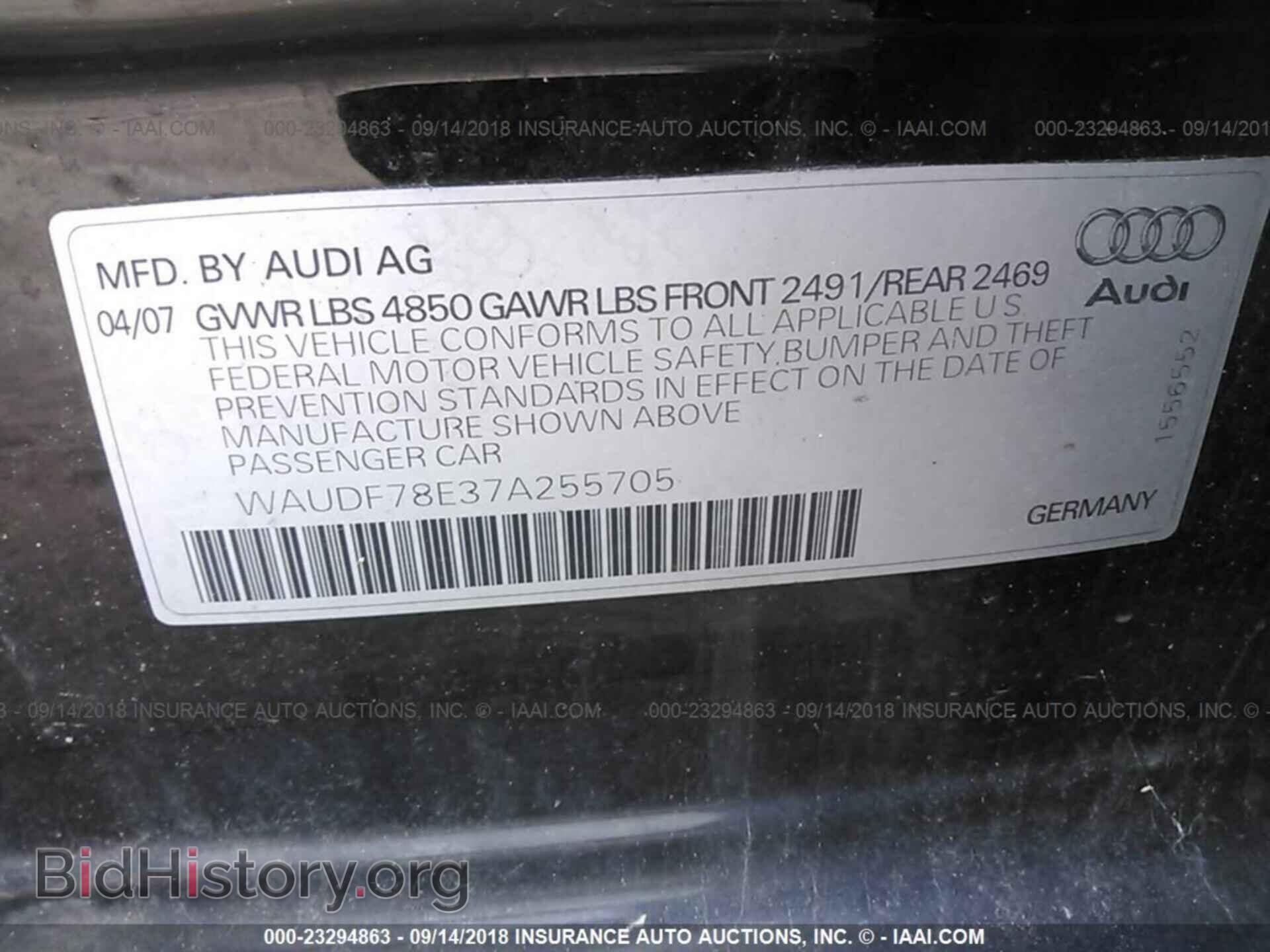 2007 AUDI A4 - VIN: WAUDF78E37A255705 - Photo 9