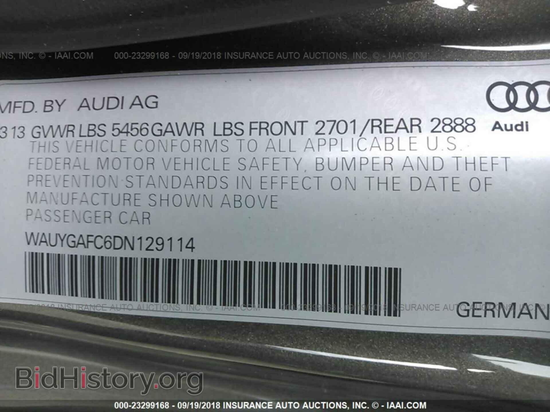 2013 AUDI A7 - VIN: WAUYGAFC6DN129114 - Фото 9