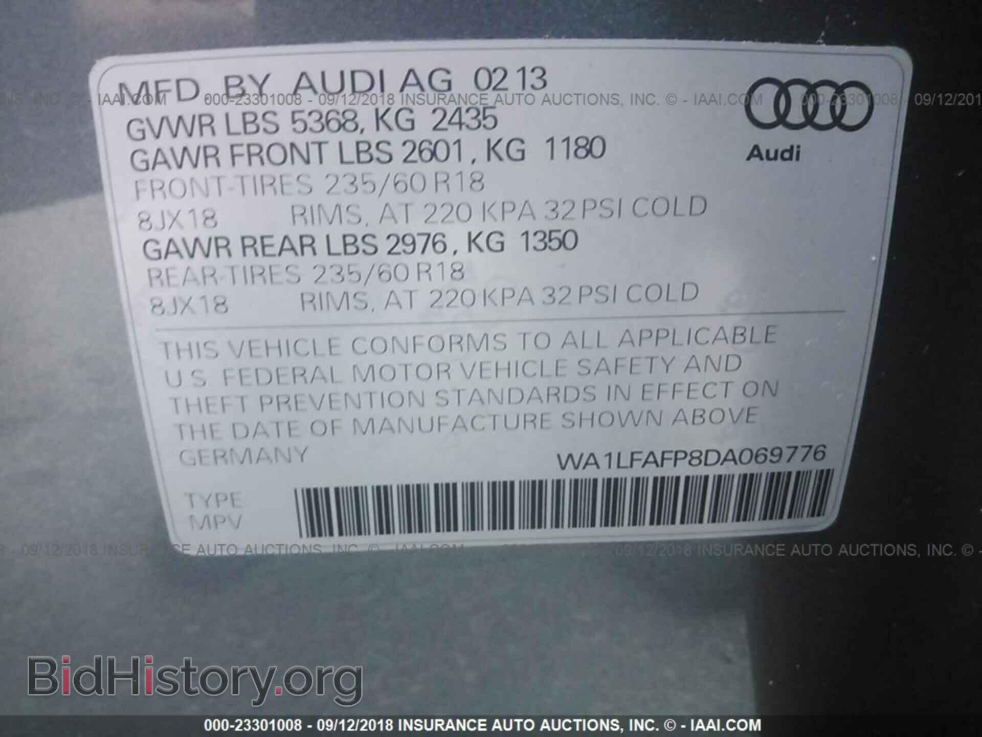 2013 Audi Q5 - VIN: WA1LFAFP8DA069776 - Фото 9