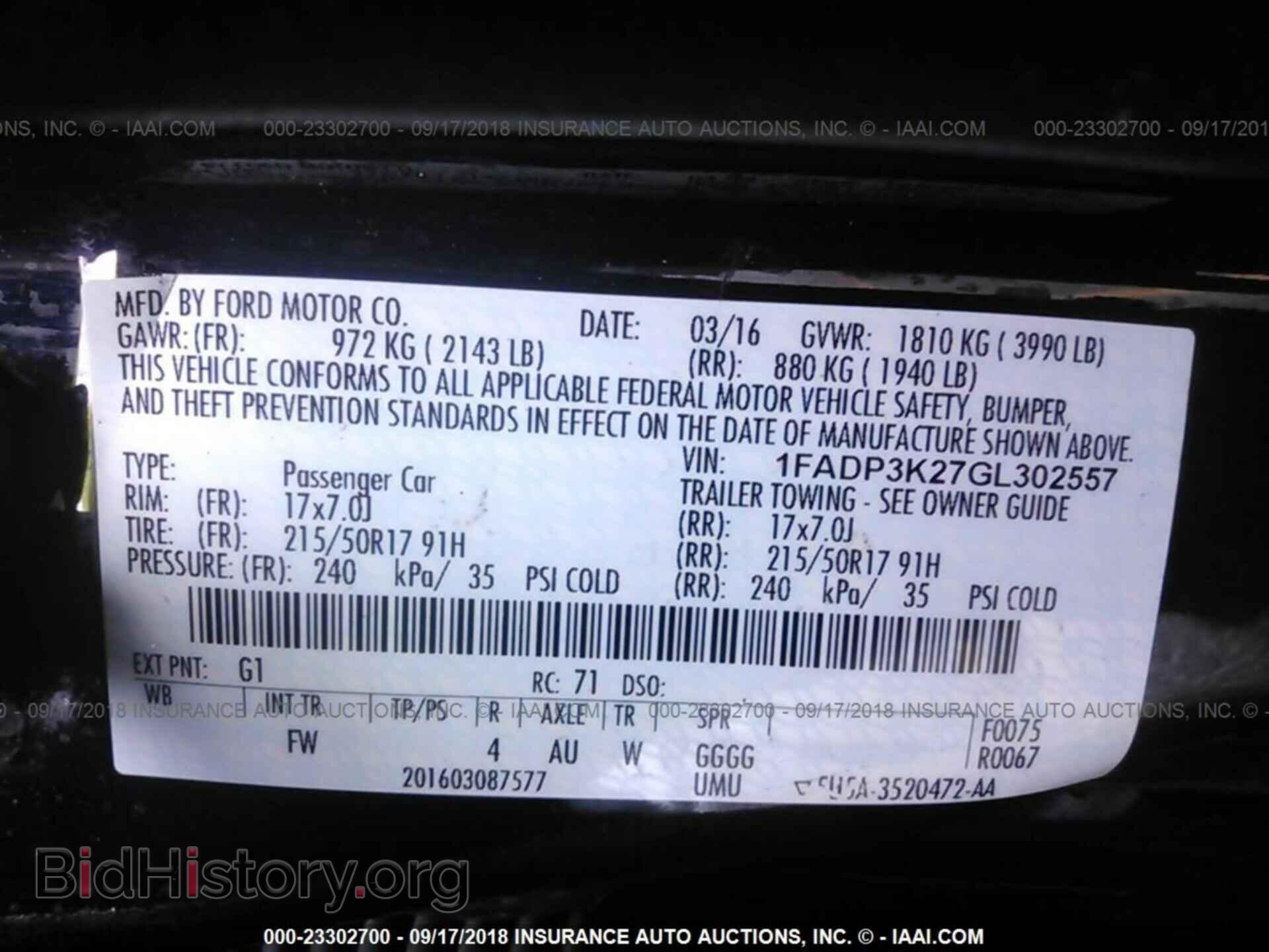 2016 FORD FOCUS - VIN: 1FADP3K27GL302557 - Фото 9