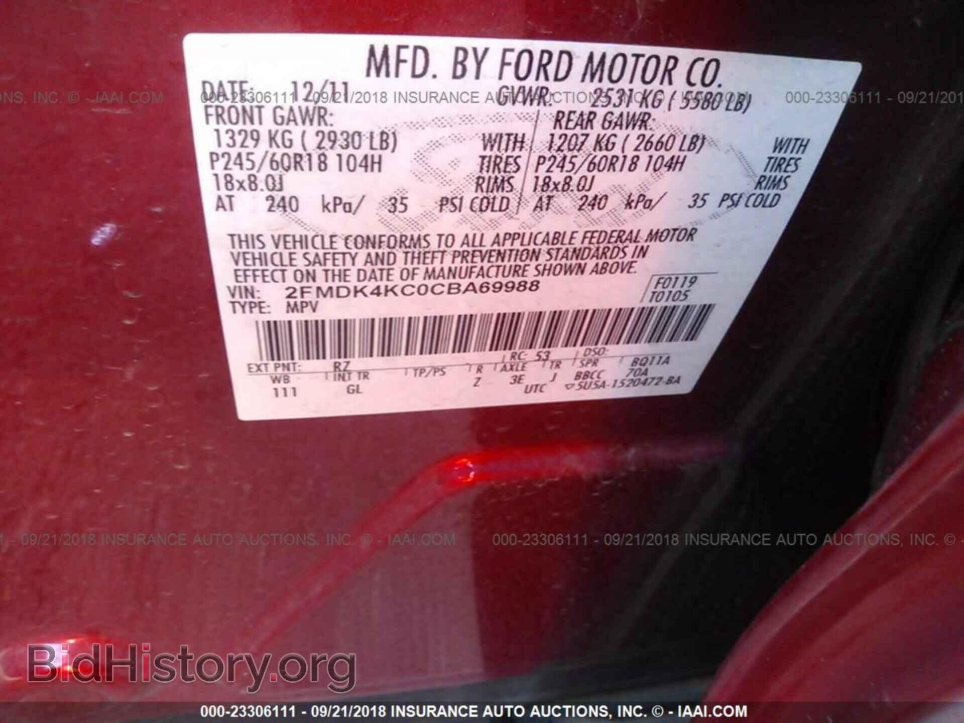 2012 Ford Edge - VIN: 2FMDK4KC0CBA69988 - Photo 9