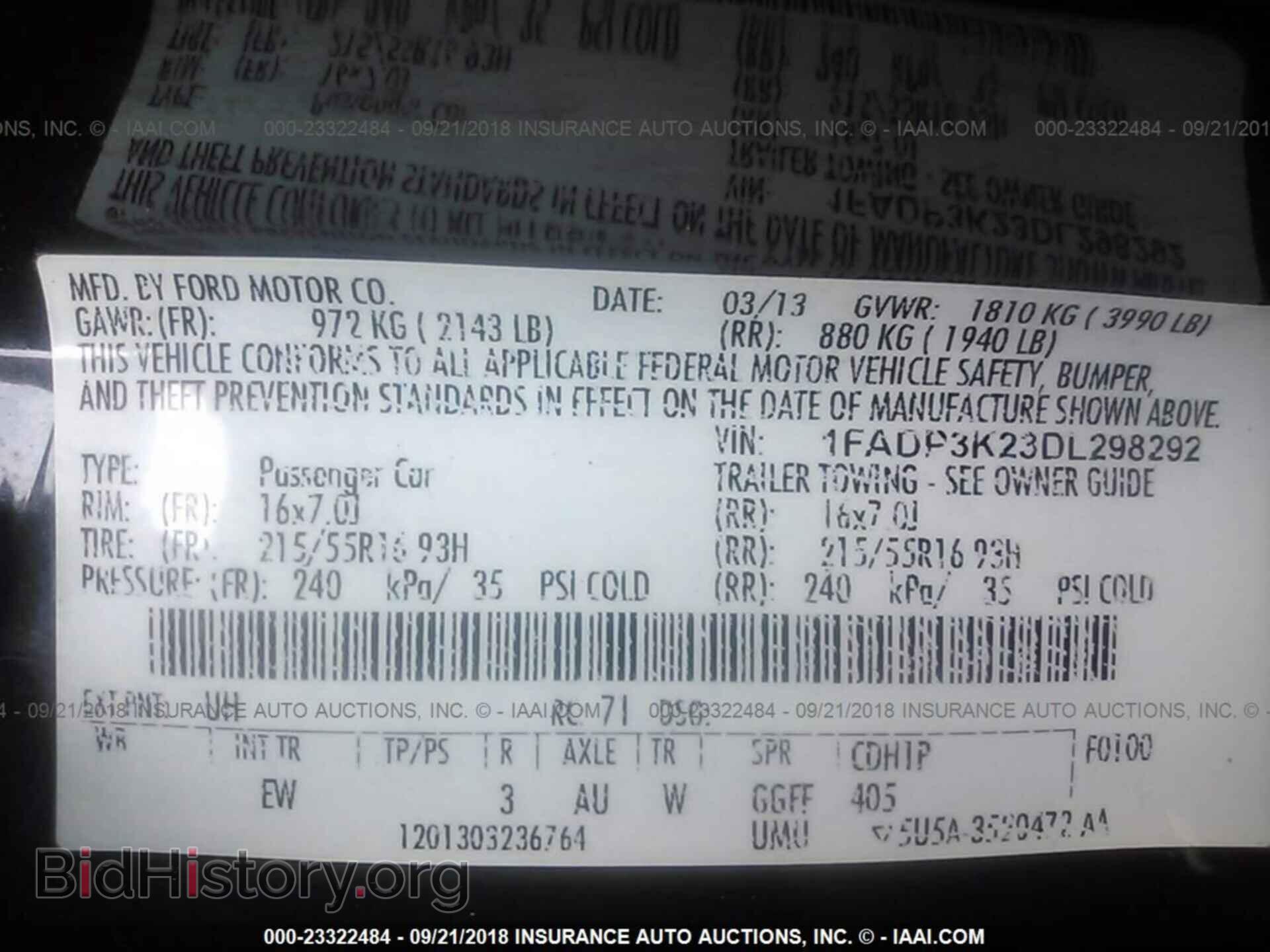 2013 FORD FOCUS - VIN: 1FADP3K23DL298292 - Фото 9