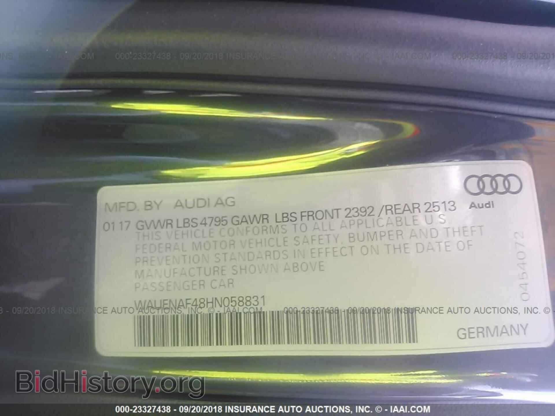 2017 Audi A4 - VIN: WAUENAF48HN058831 - Фото 9